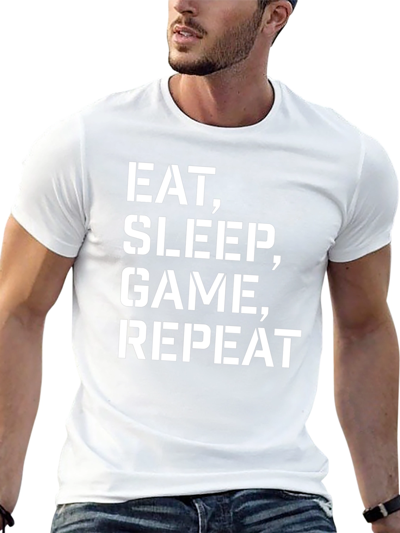 Eat Sleep Game Repeat Graphic Tee - Black