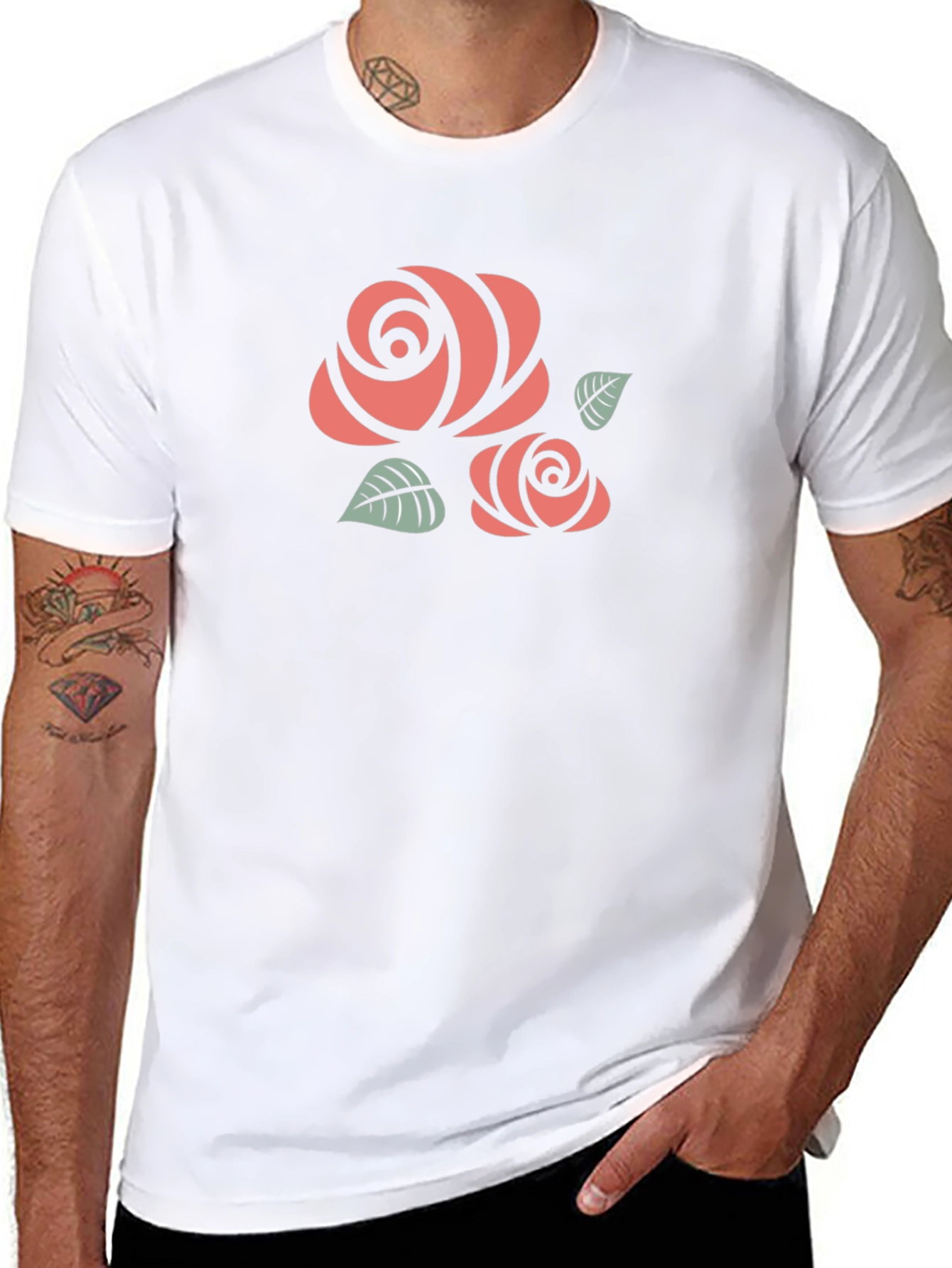 Floral Rose Graphic Tee - Black