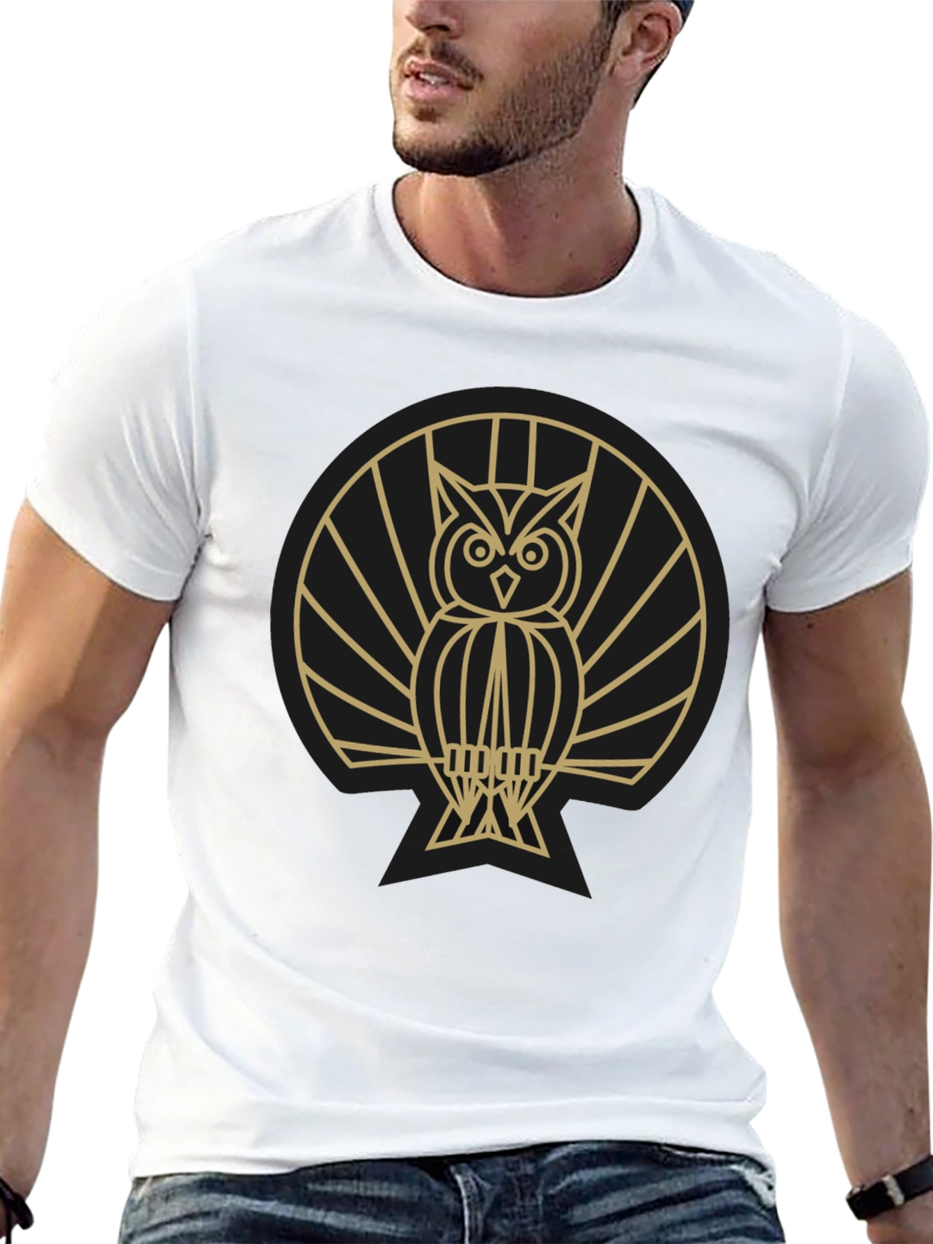 Stylish Owl Graphic Tee - Modern Geometric Design