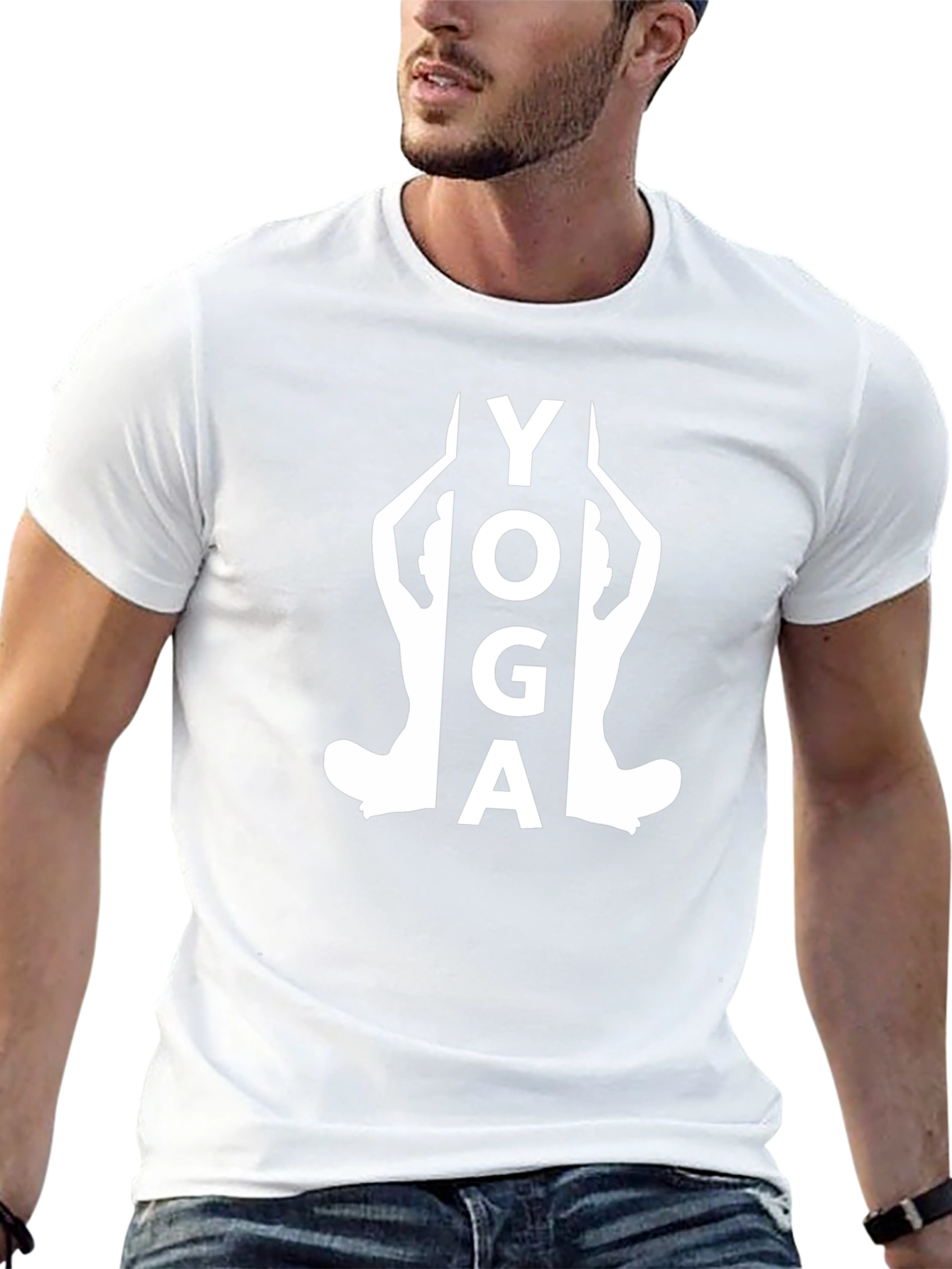 Yoga Silhouette Graphic Tee - Black Cotton Blend