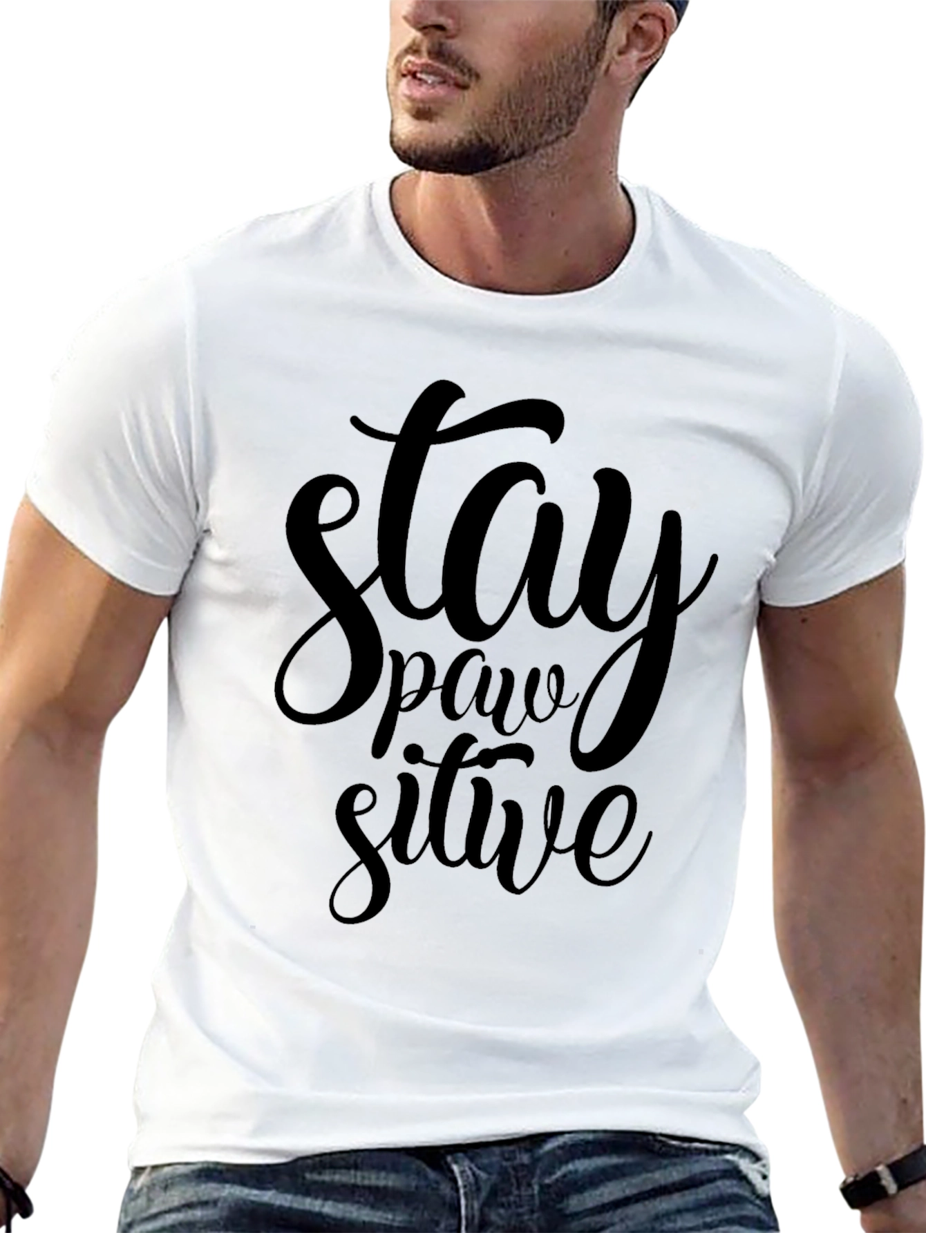 Stay Pawsitive Black T-Shirt