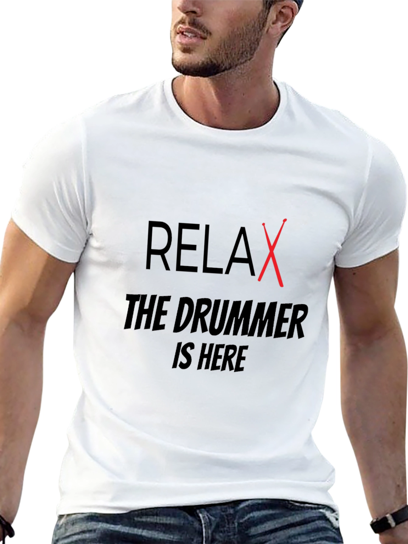 Relax The Drummer Is Here Black T-Shirt