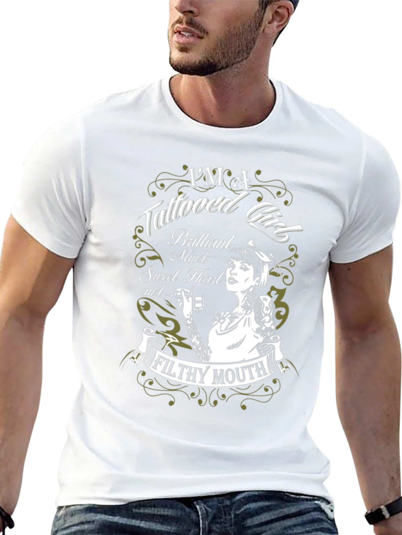 Tattooed Girl Graphic Tee - Edgy & Unique Design