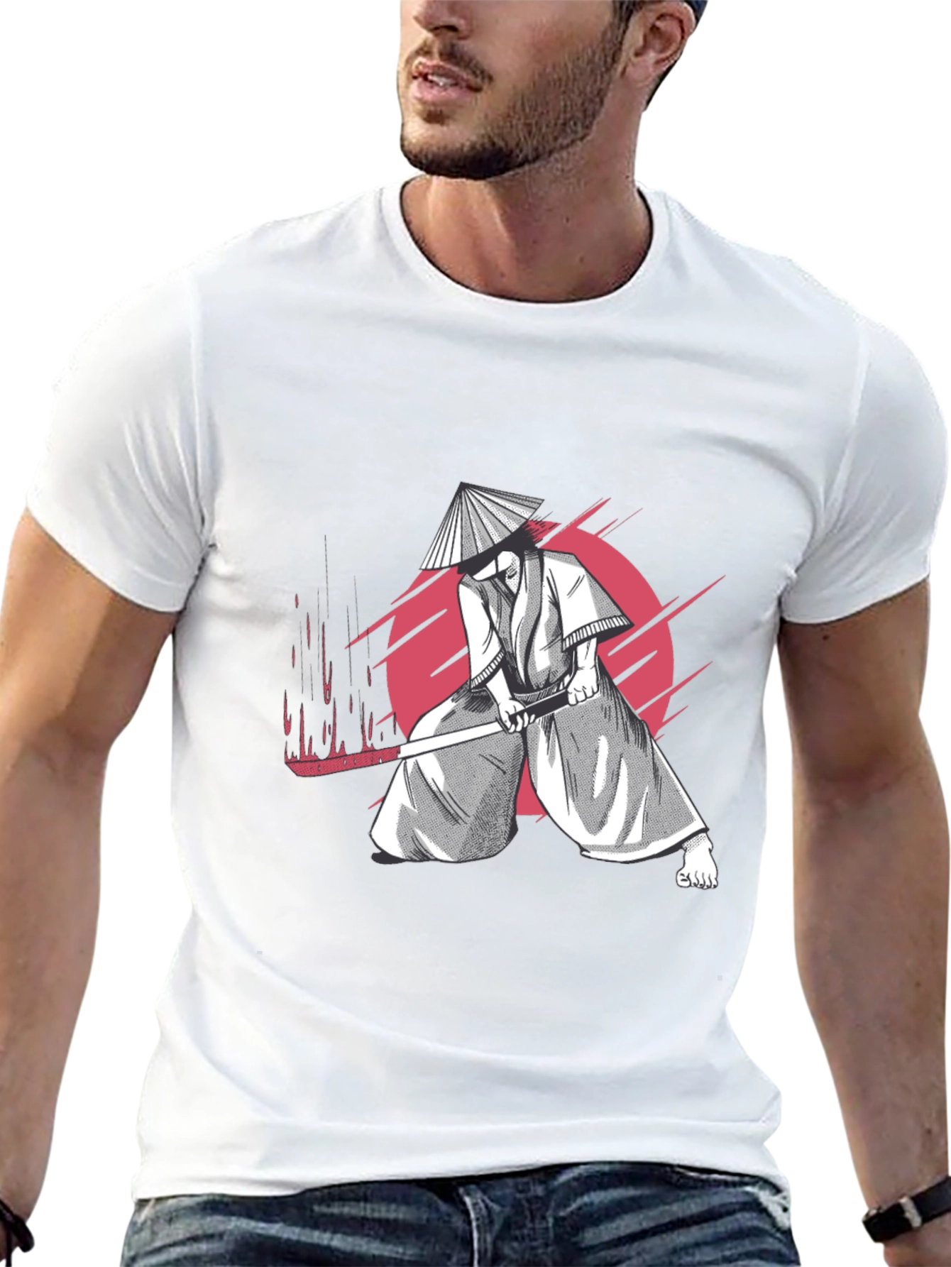 Samurai Graphic Tee - Black Cotton T-Shirt