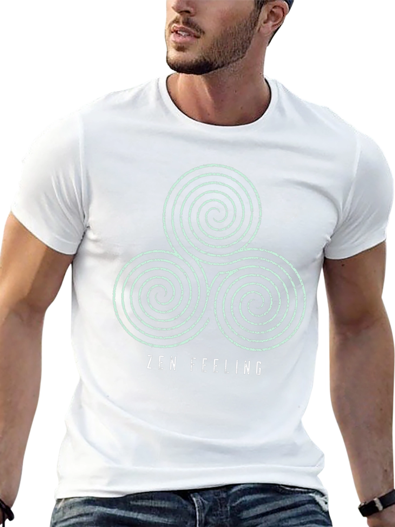 Zen Feeling Black T-Shirt - Spiral Design