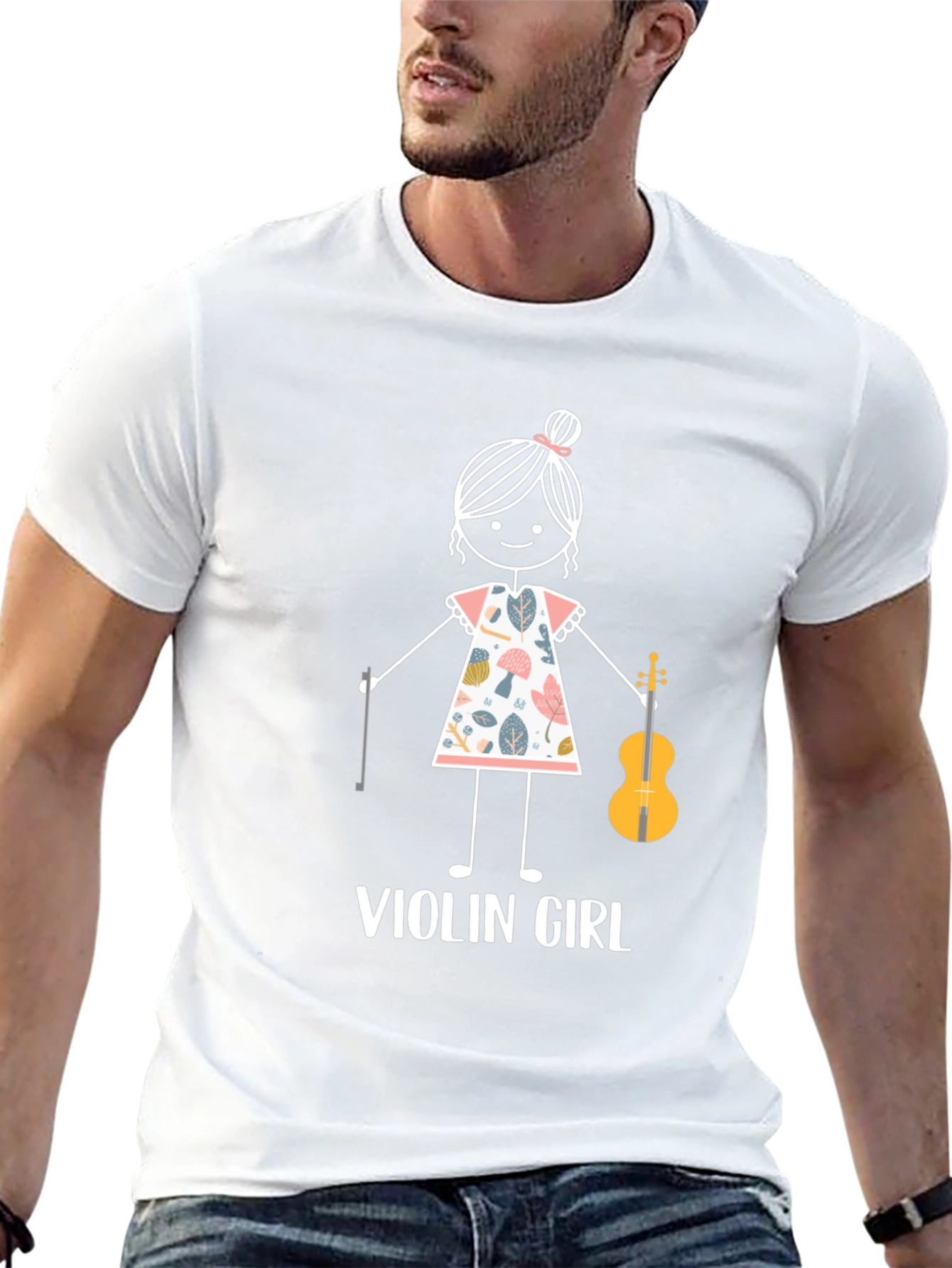Violin Girl Graphic Tee - Music Lover Shirt