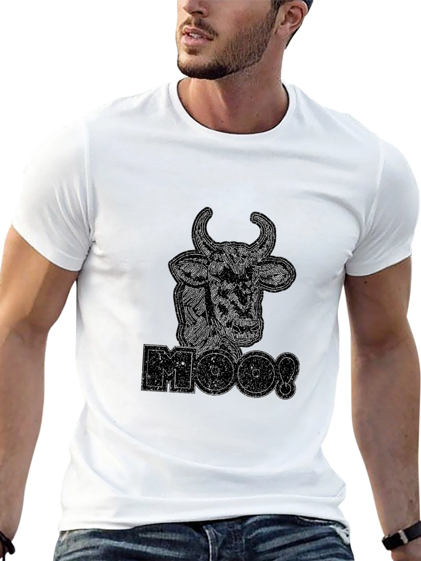Moo! Cow Graphic Black T-Shirt