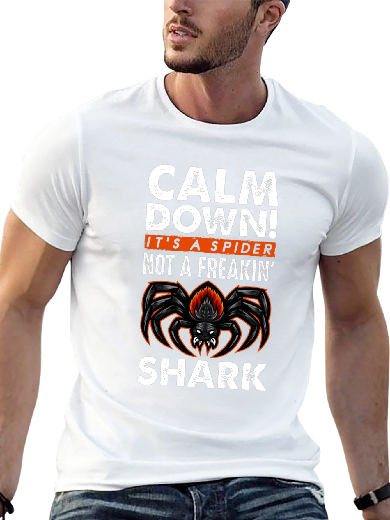 Calm Down Spider Graphic Tee - Funny Halloween T-Shirt