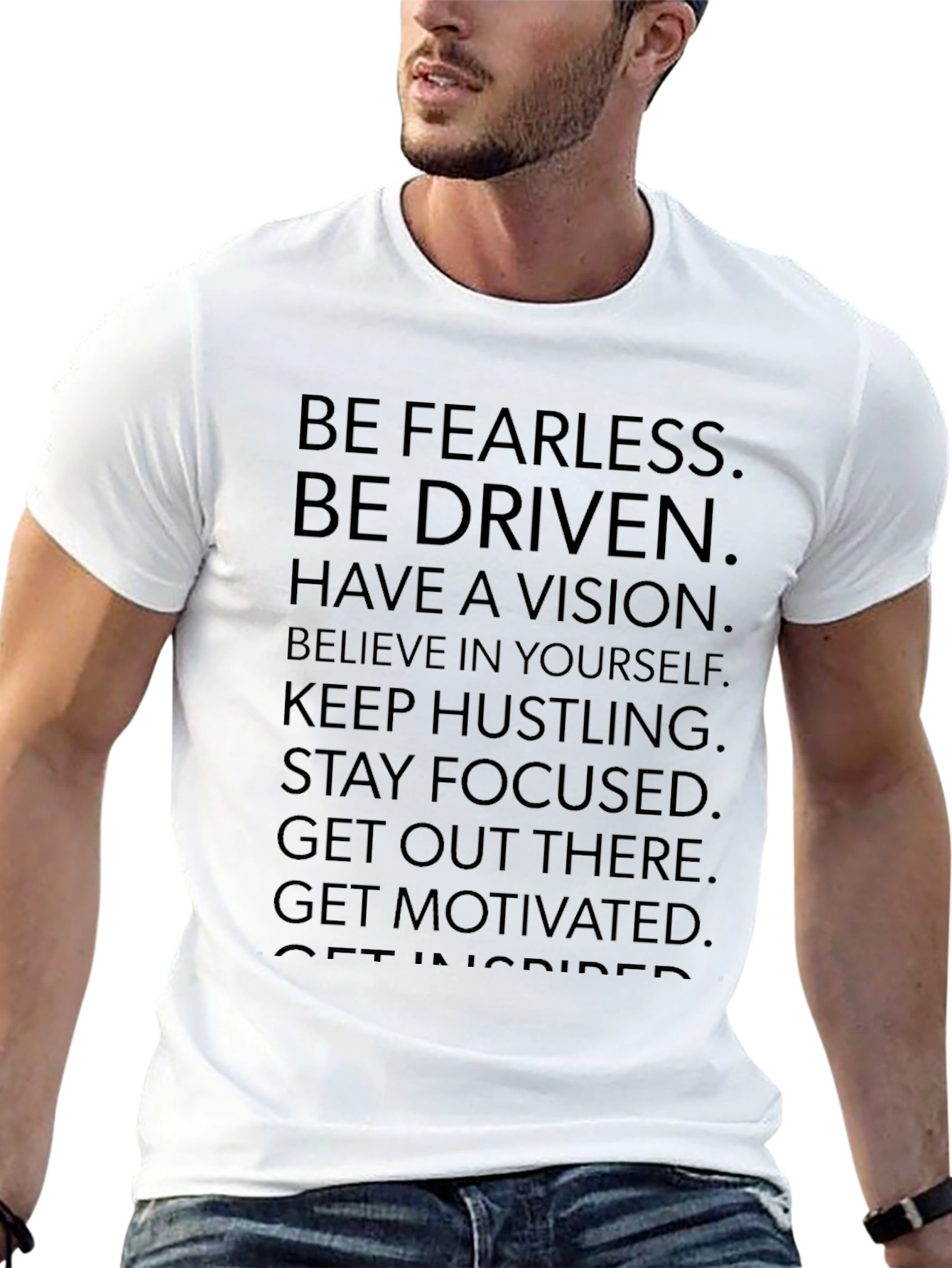 Motivational Graphic Print Tee - Be Fearless Be Driven