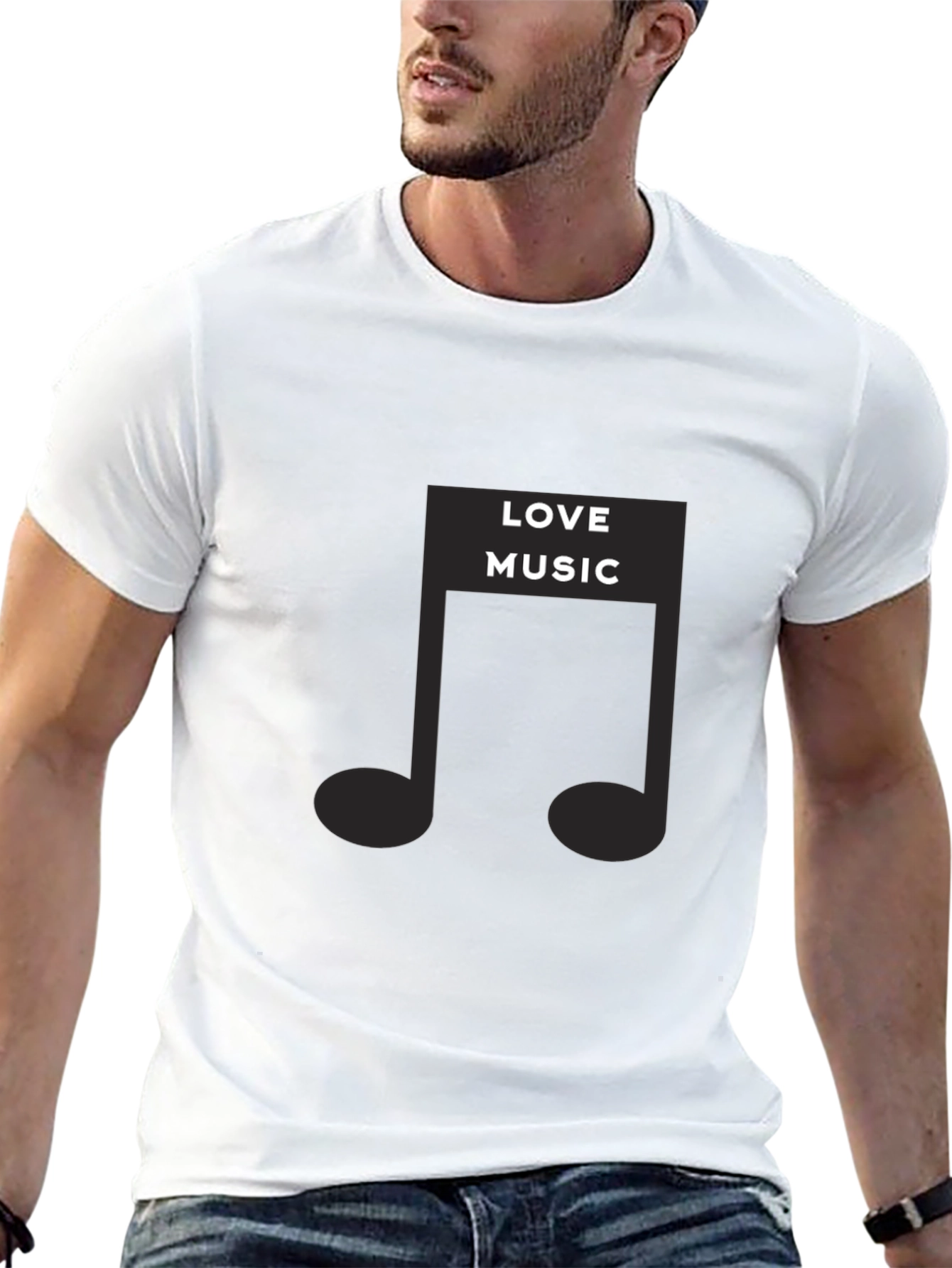 Love Music Graphic Black T-Shirt