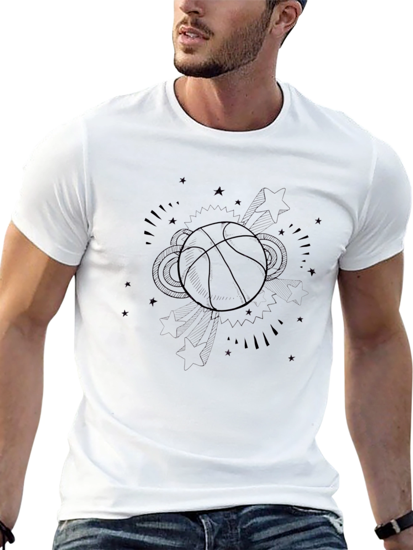 Basketball Graphic Black T-Shirt - Sporty Style