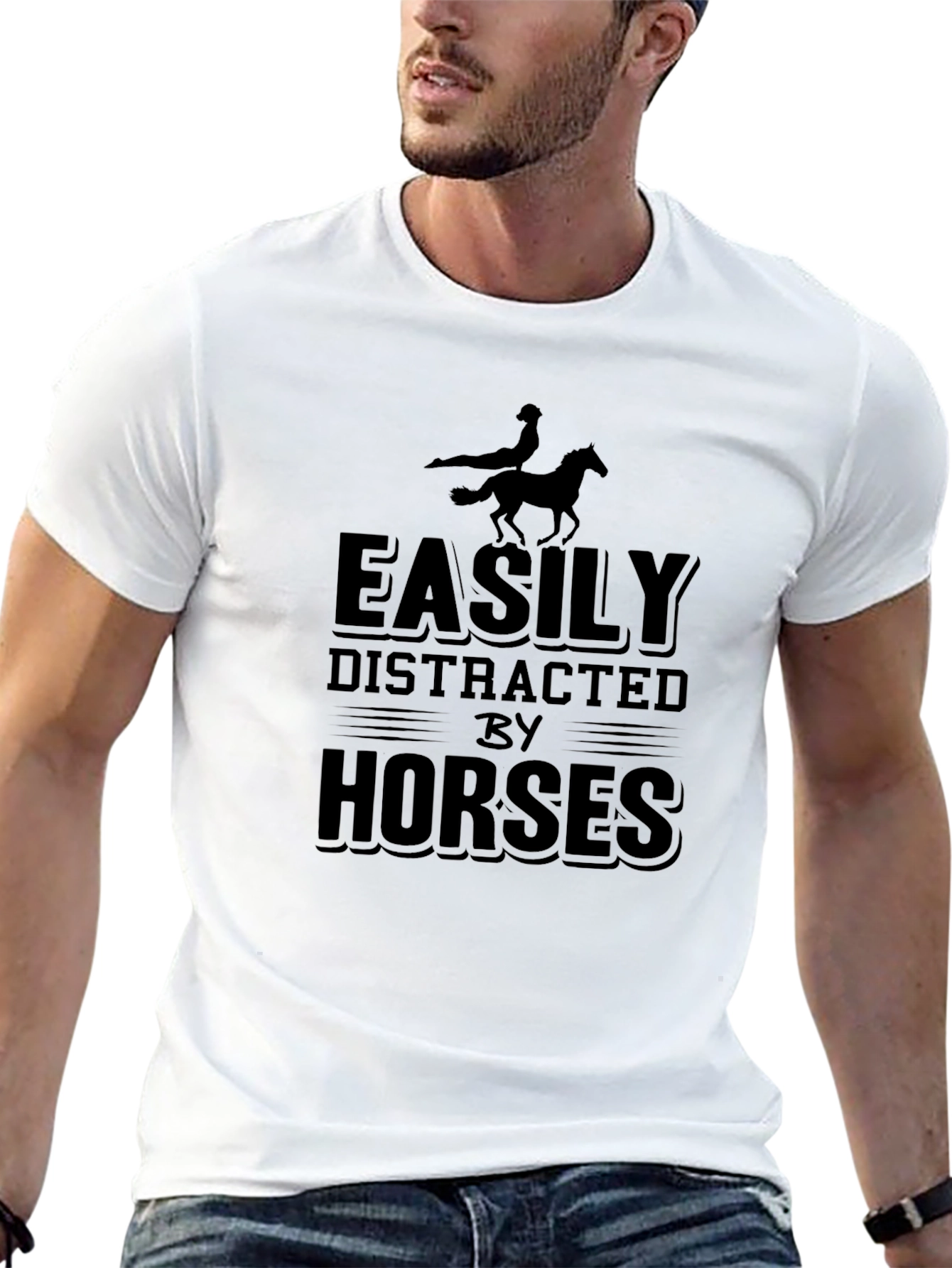 Easily Distracted by Horses Black T-Shirt