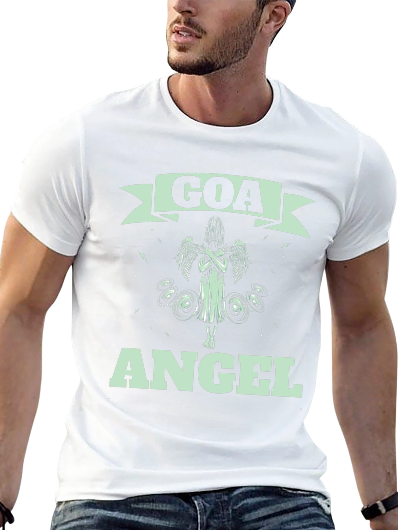 Goa Angel Graphic Print Black T-Shirt
