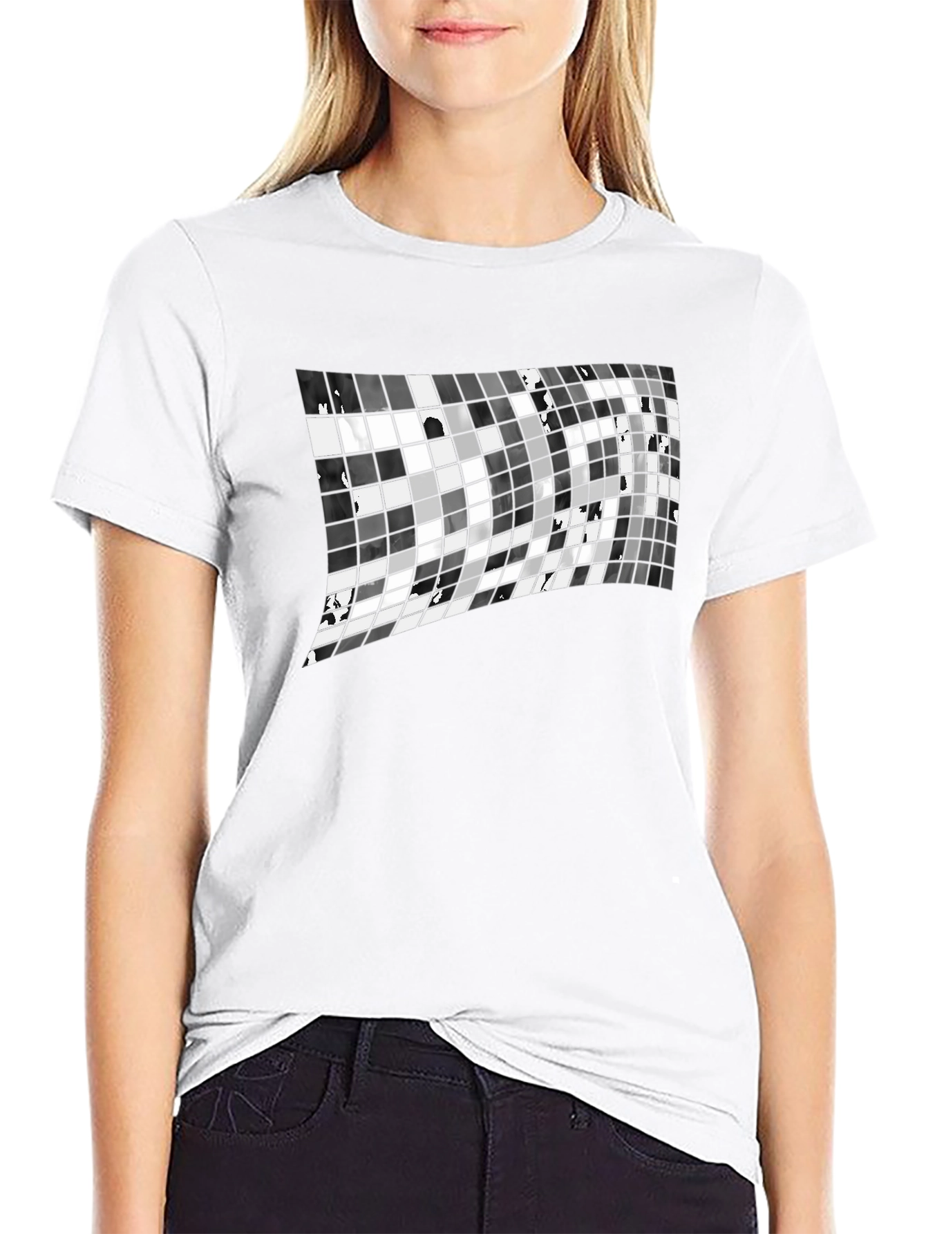 Abstract Grid Tee - Modern Graphic Print T-Shirt