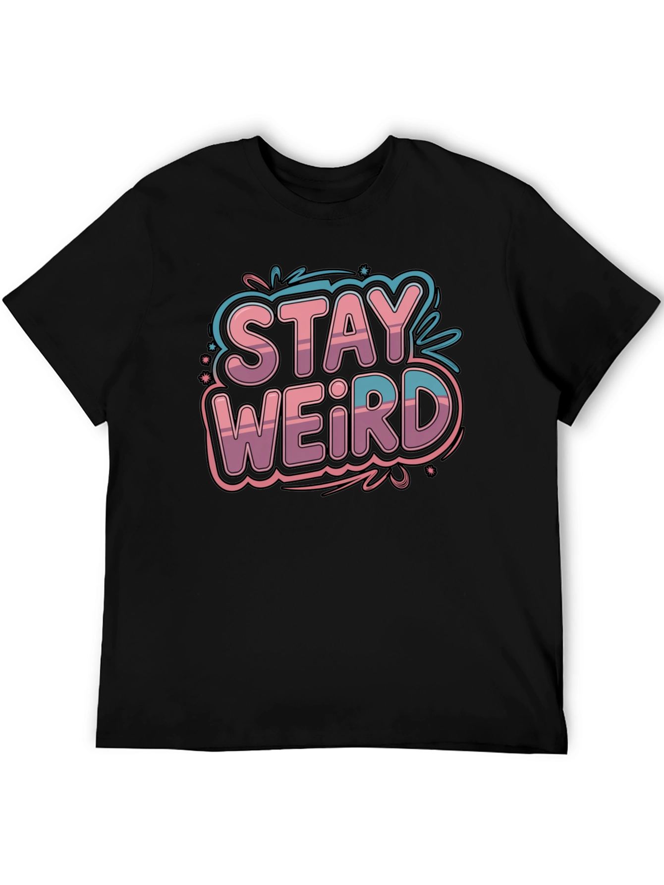 Stay Weird Graphic Tee - Black Cotton Blend