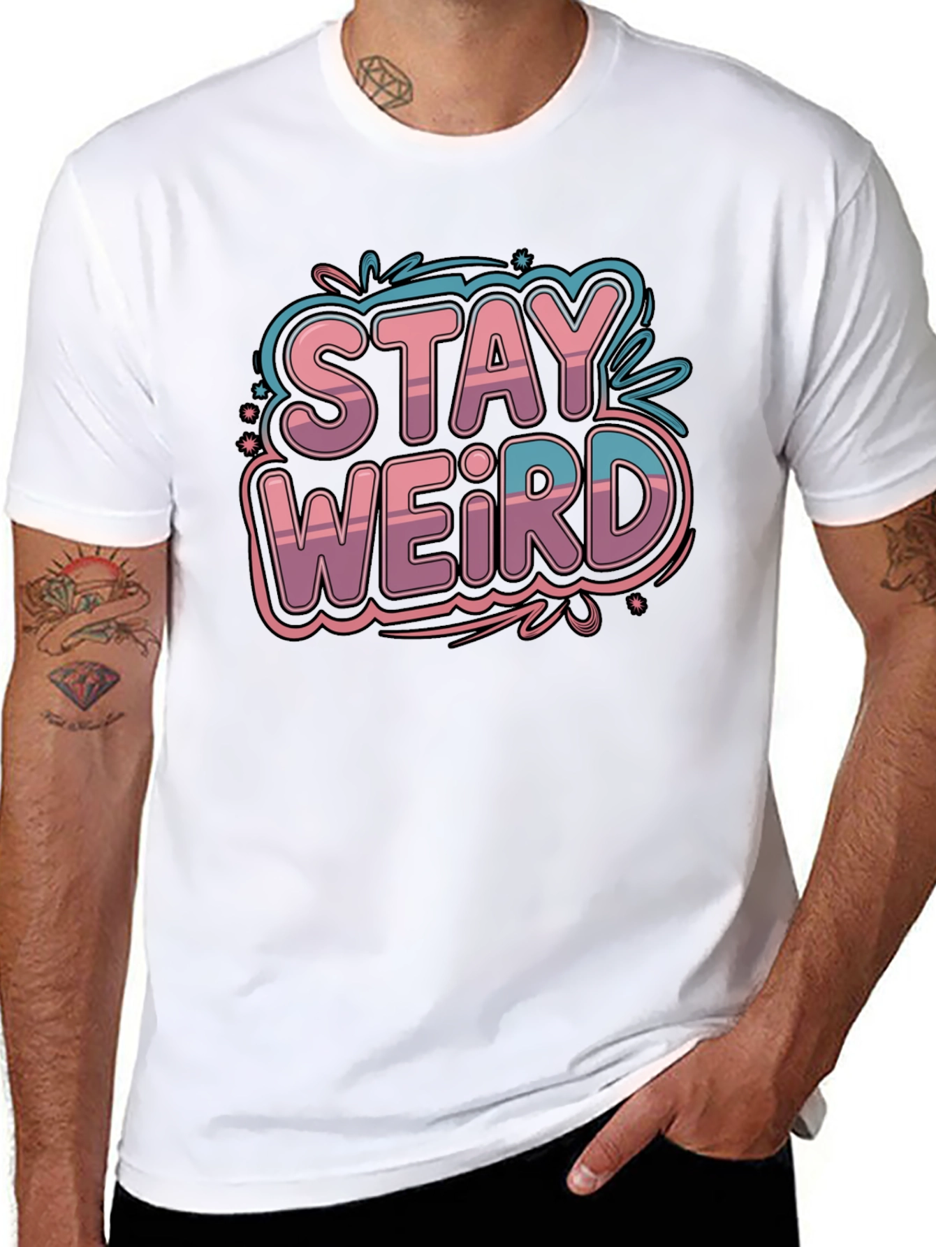 Stay Weird Graphic Tee - Black Cotton Blend