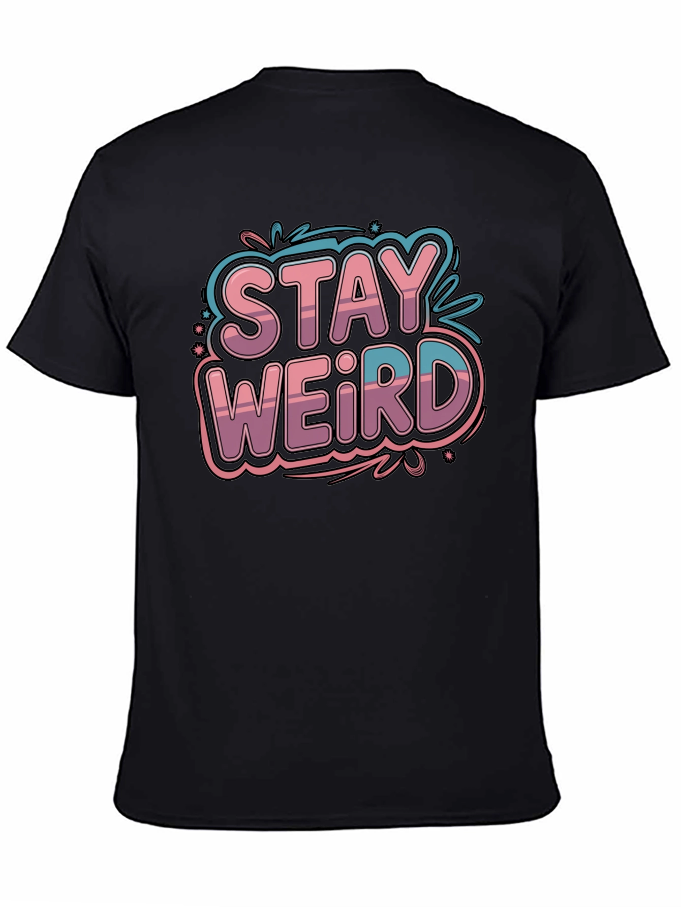 Stay Weird Graphic Tee - Black Cotton Blend