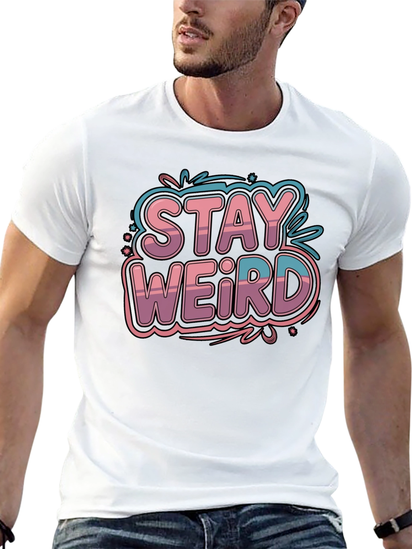 Stay Weird Graphic Tee - Black Cotton Blend