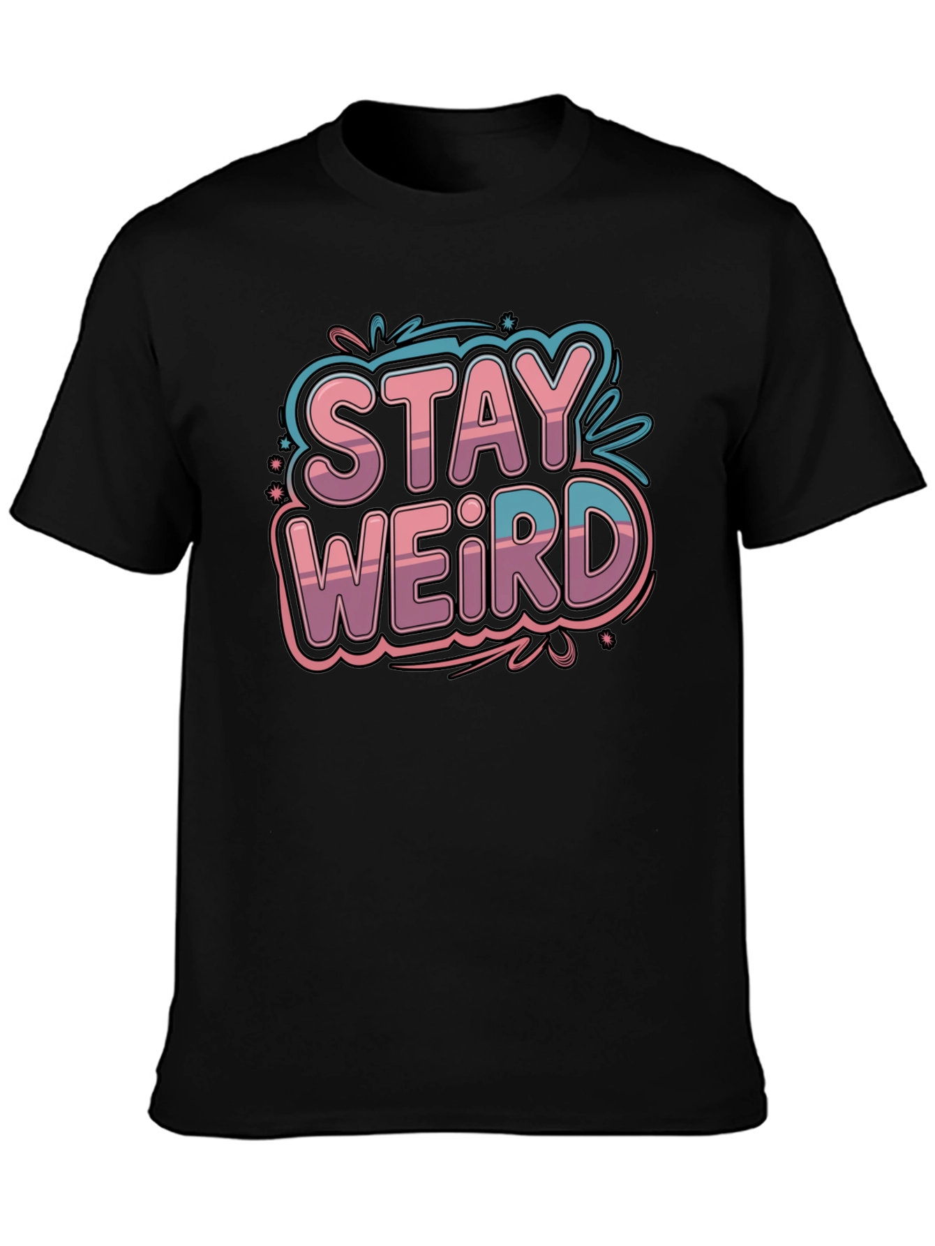 Stay Weird Graphic Tee - Black Cotton Blend