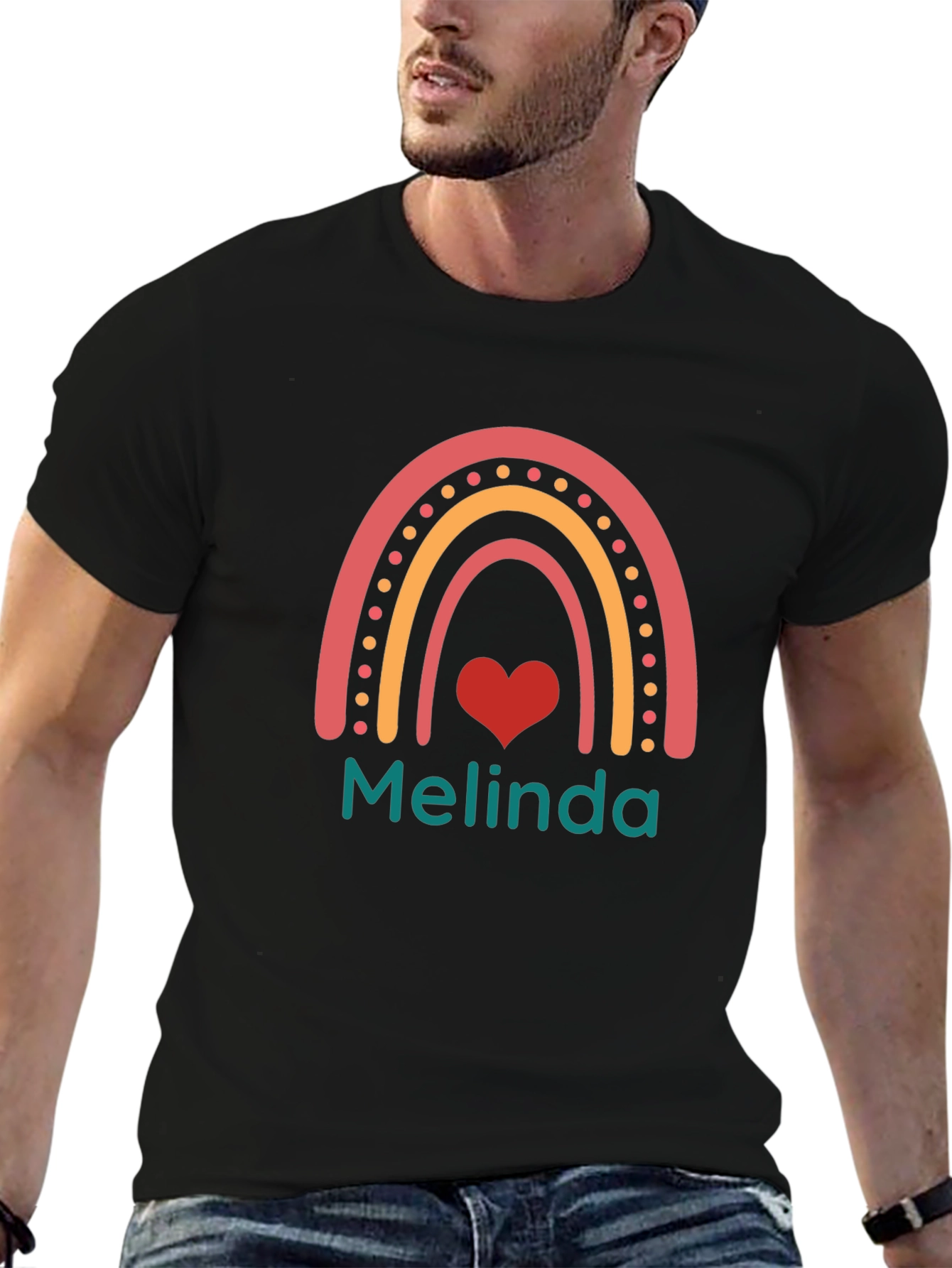 Personalized Rainbow Heart T-Shirt - Melinda