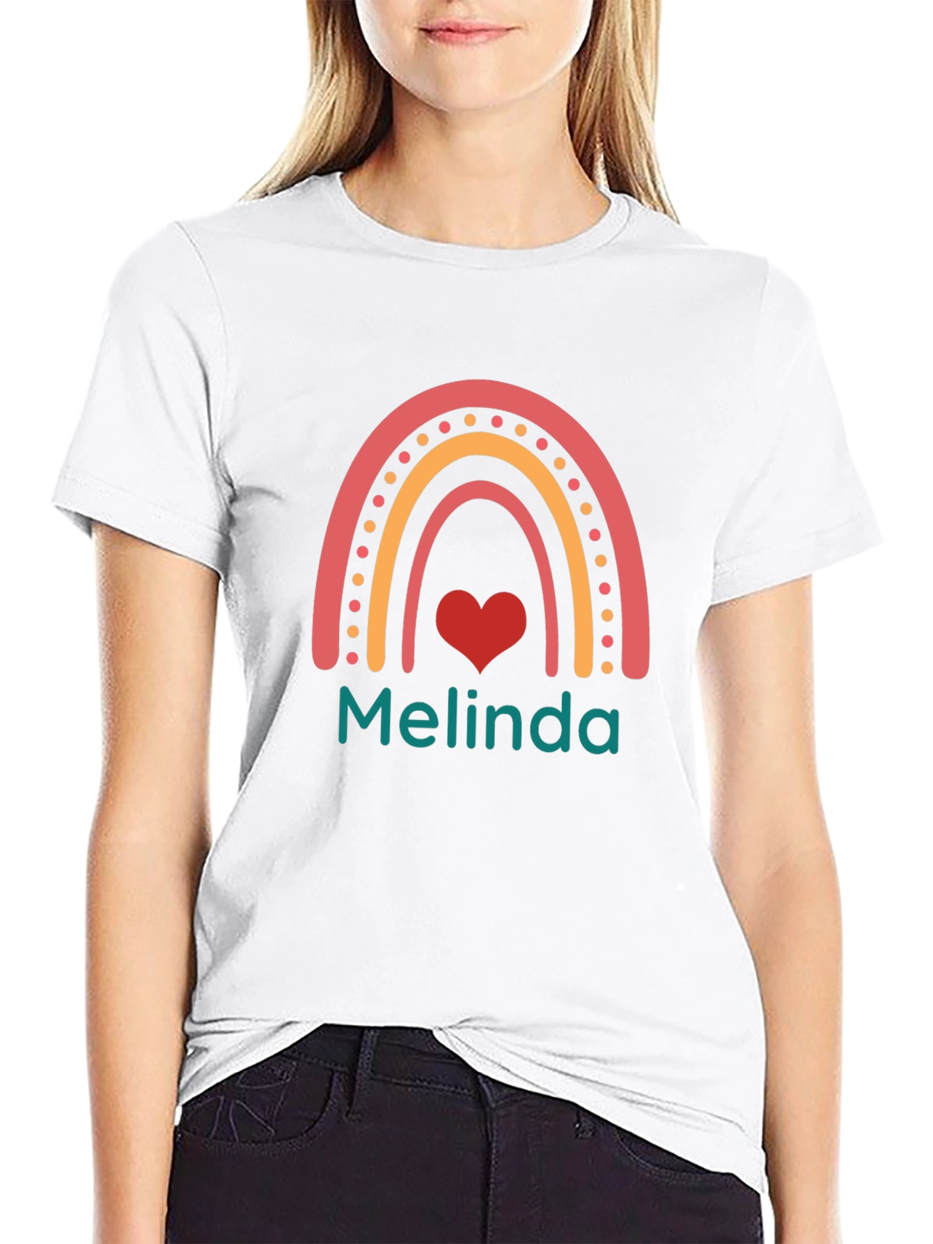 Personalized Rainbow Heart T-Shirt - Melinda