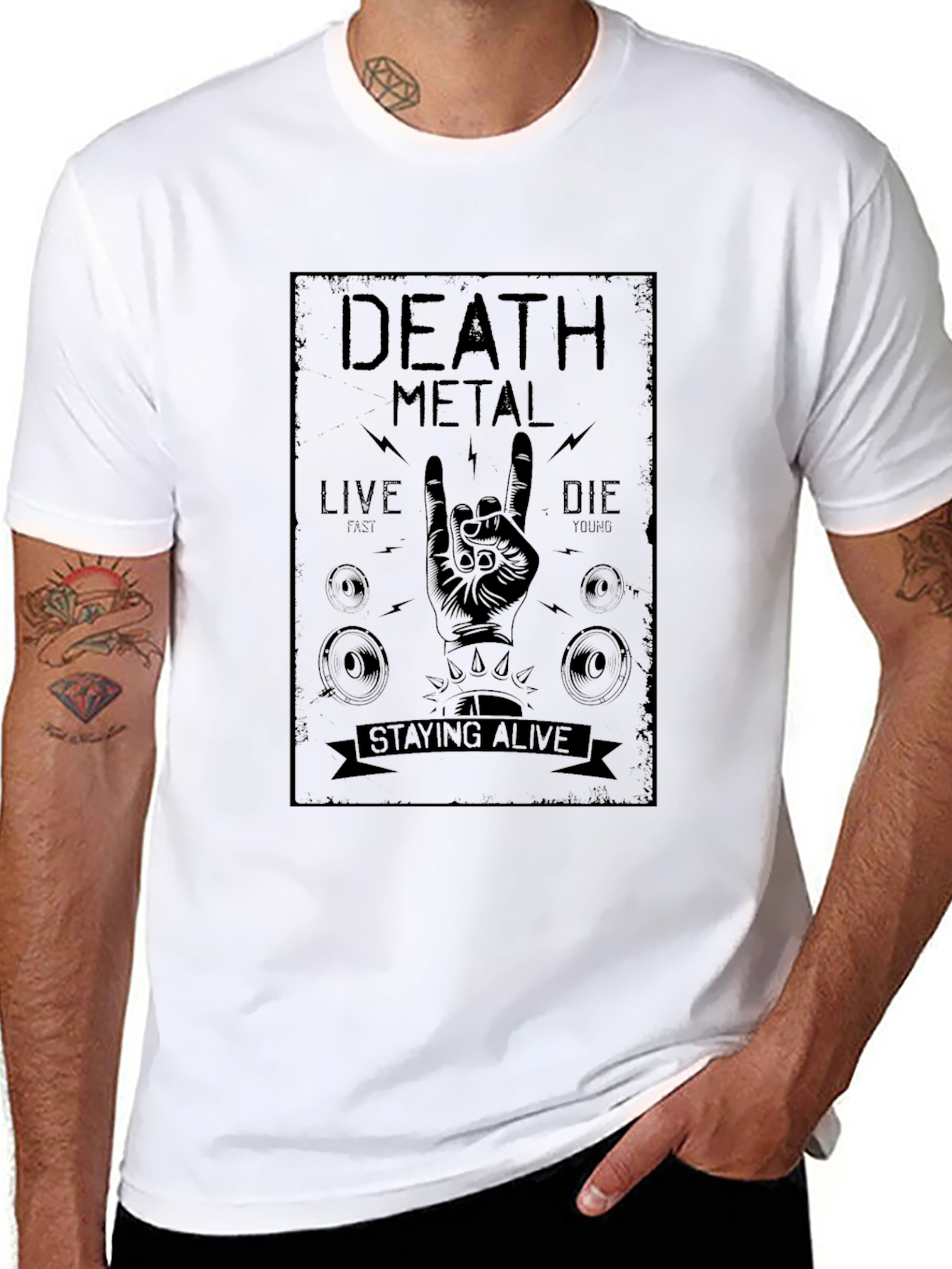 Death Metal Live Die Staying Alive Black T-Shirt