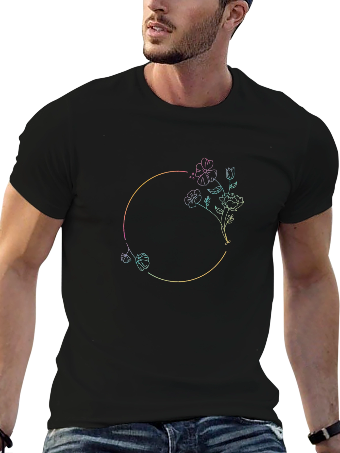 Floral Circle Graphic Tee - Stylish & Unique