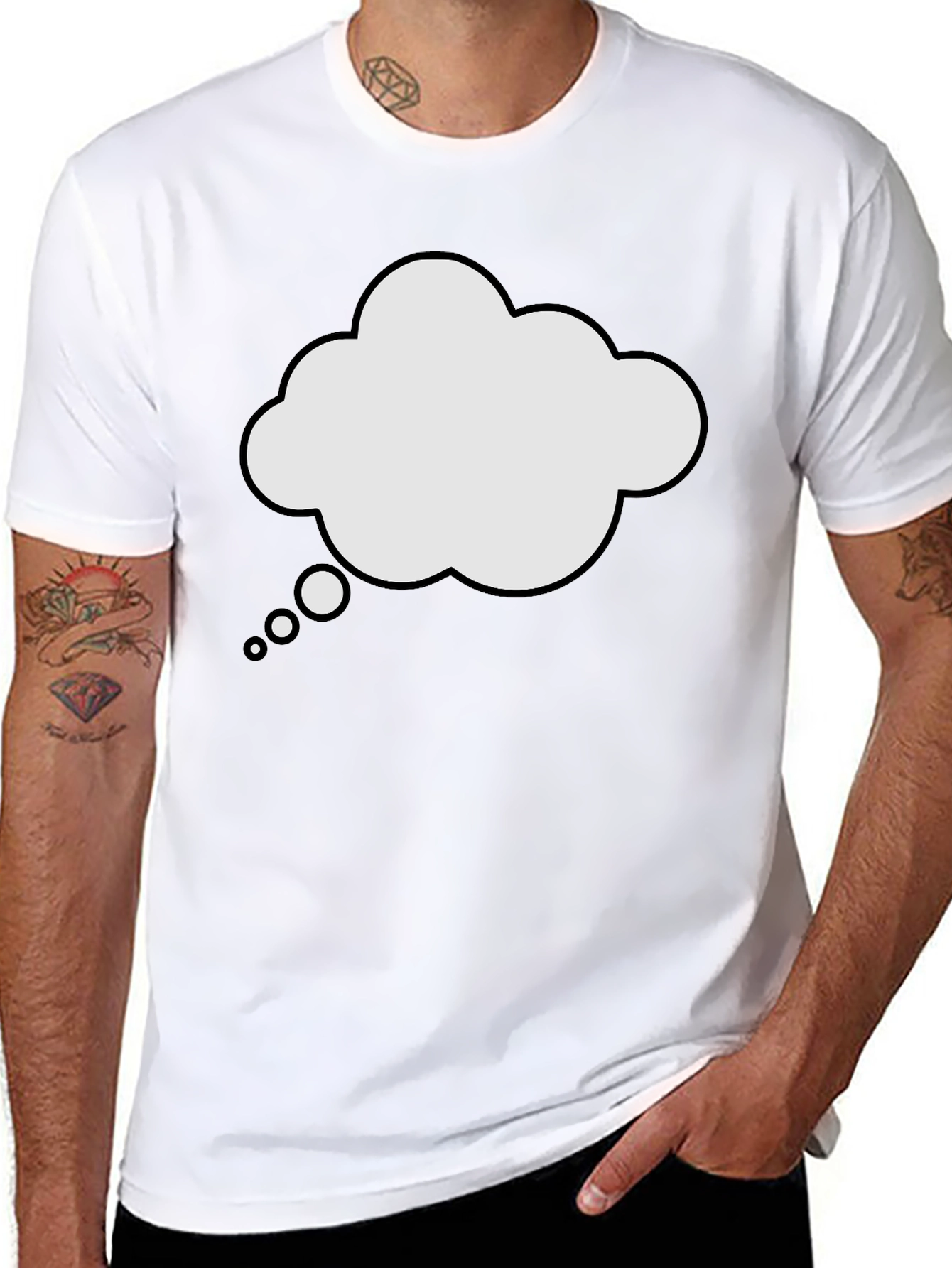 Mens Black T-Shirt with Thought Bubble Graphic