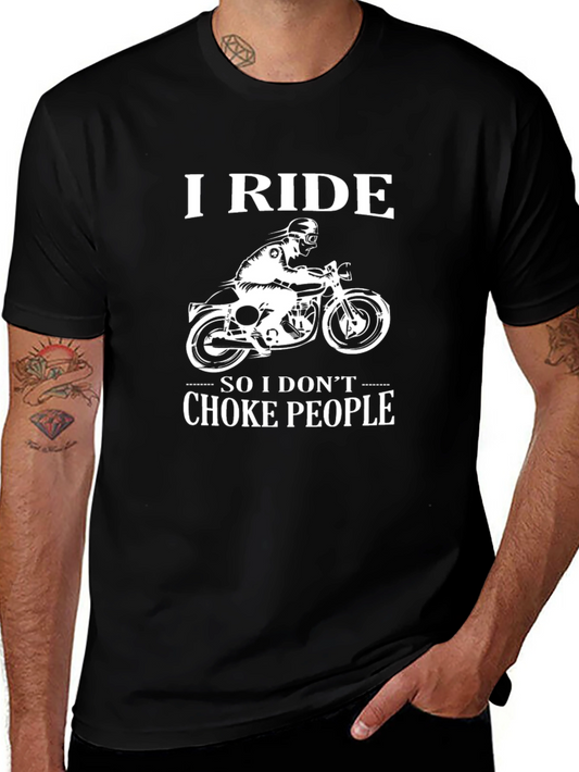 I Ride Motorcycle Graphic Tee - Black