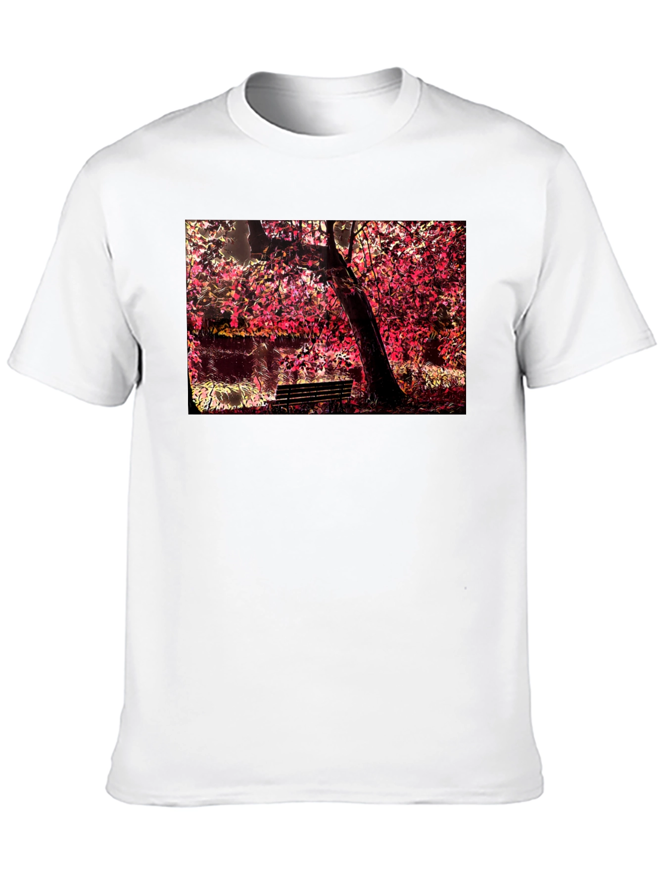 Park Bench Tree Black T-Shirt