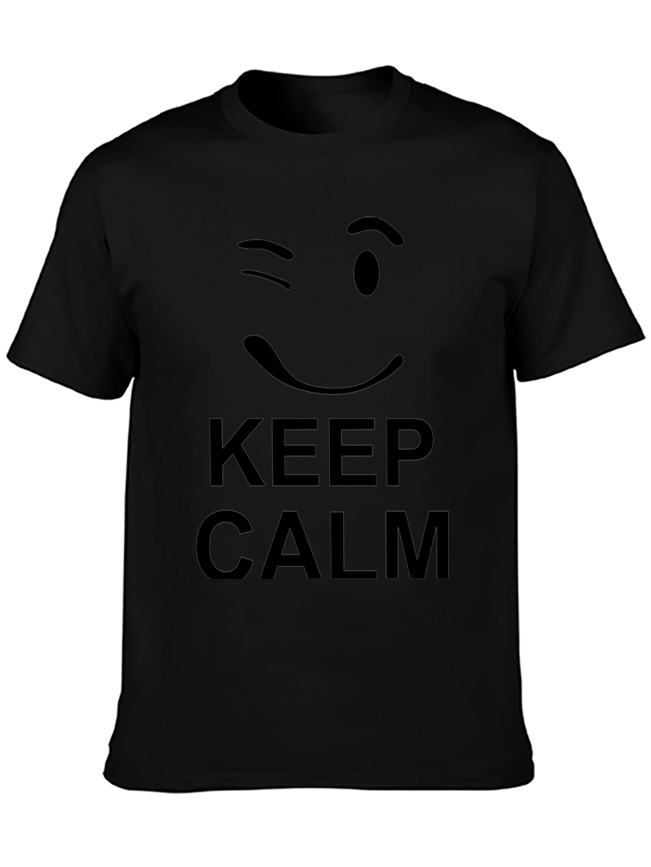 Keep Calm Wink Face Black Graphic Tee