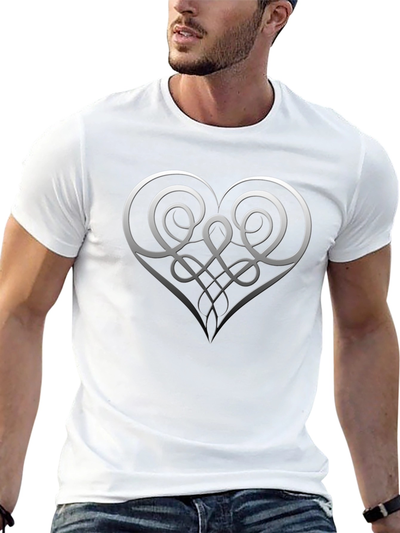 Elegant Celtic Heart T-Shirt - Stylish Graphic Tee