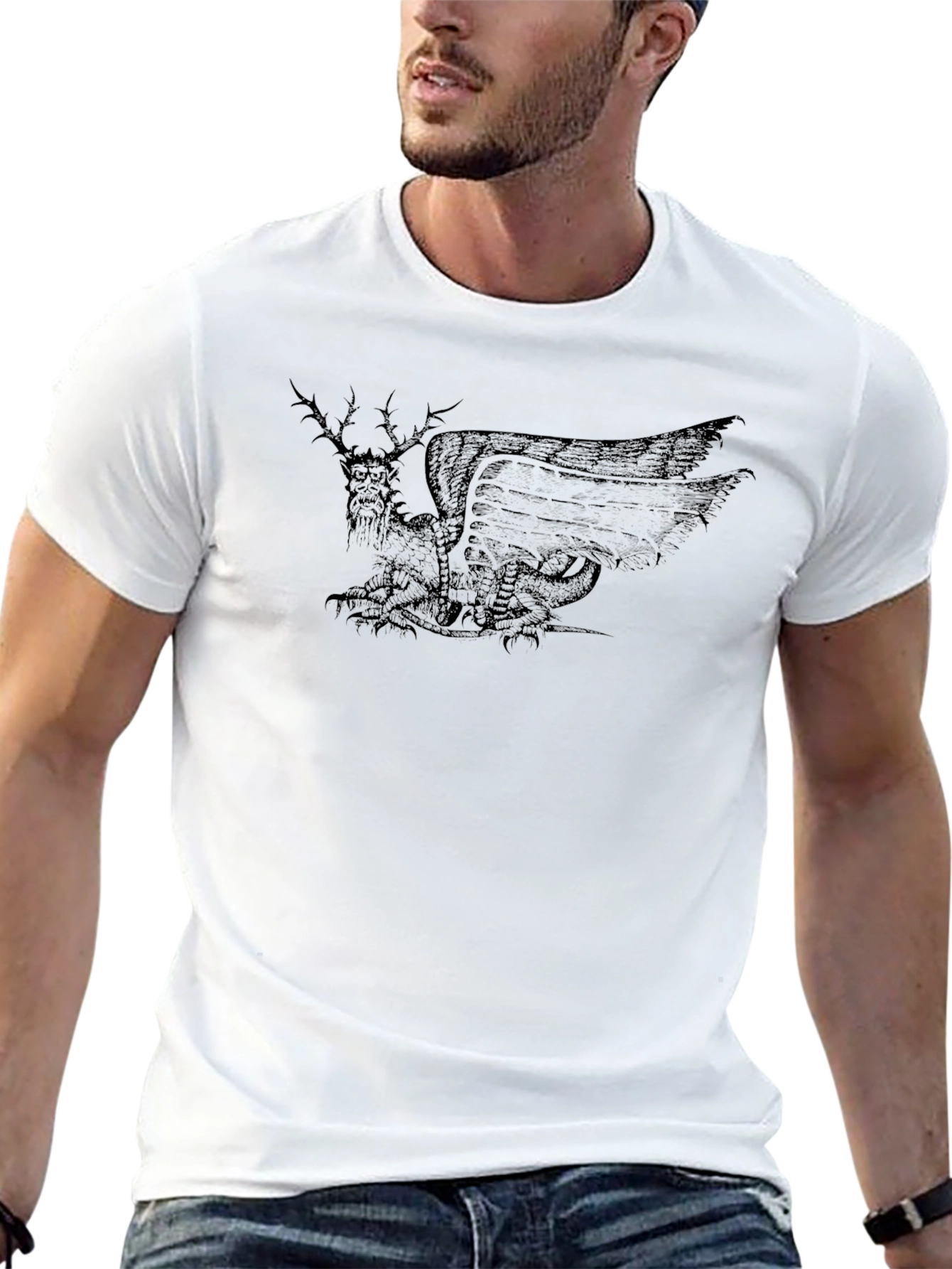 Mythical Creature Graphic Tee - Mens Black T-Shirt