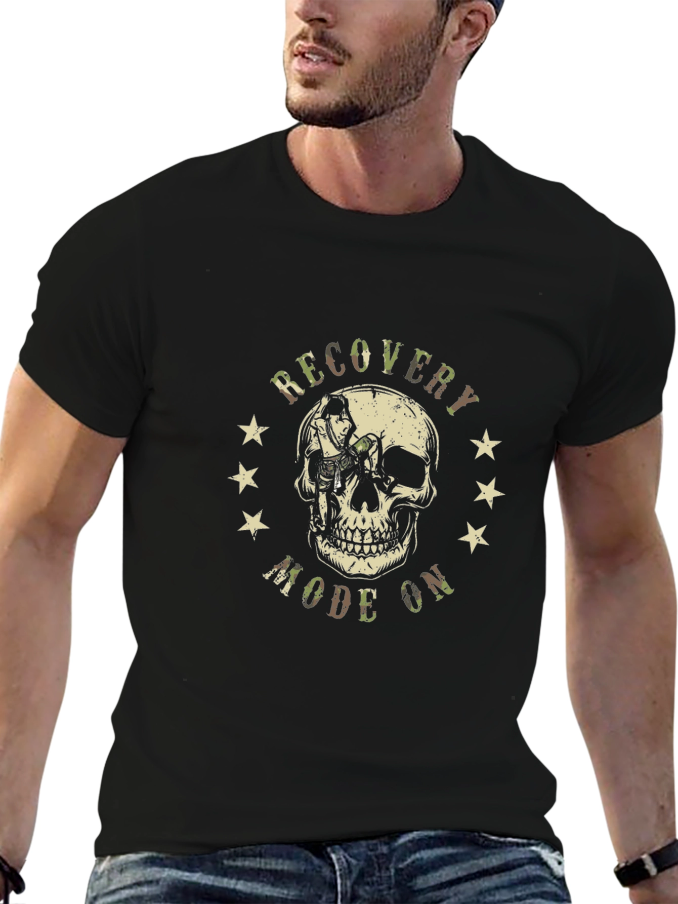 Recovery Mode On Skull Graphic T-Shirt