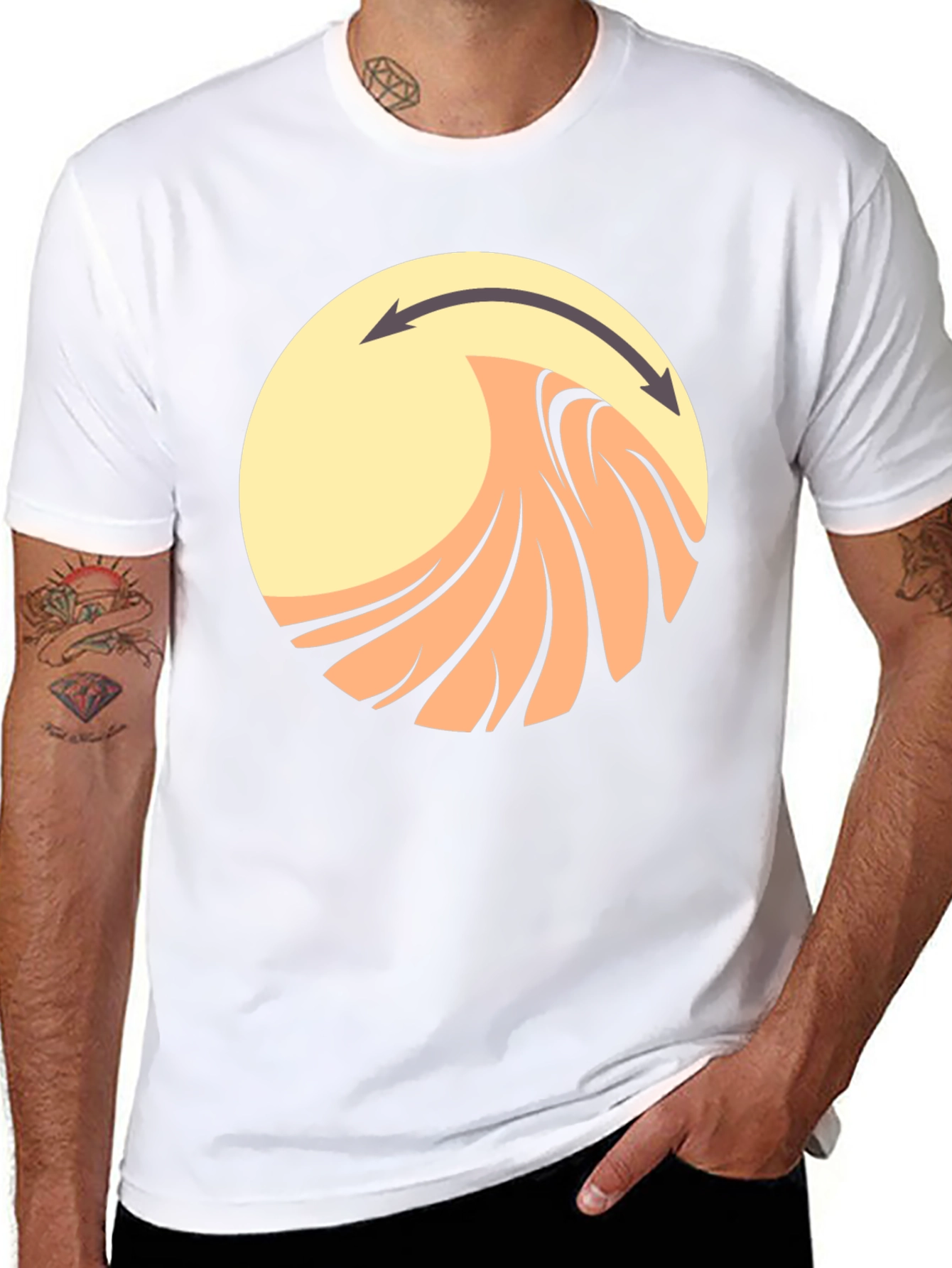 Abstract Wave Graphic Tee - Black