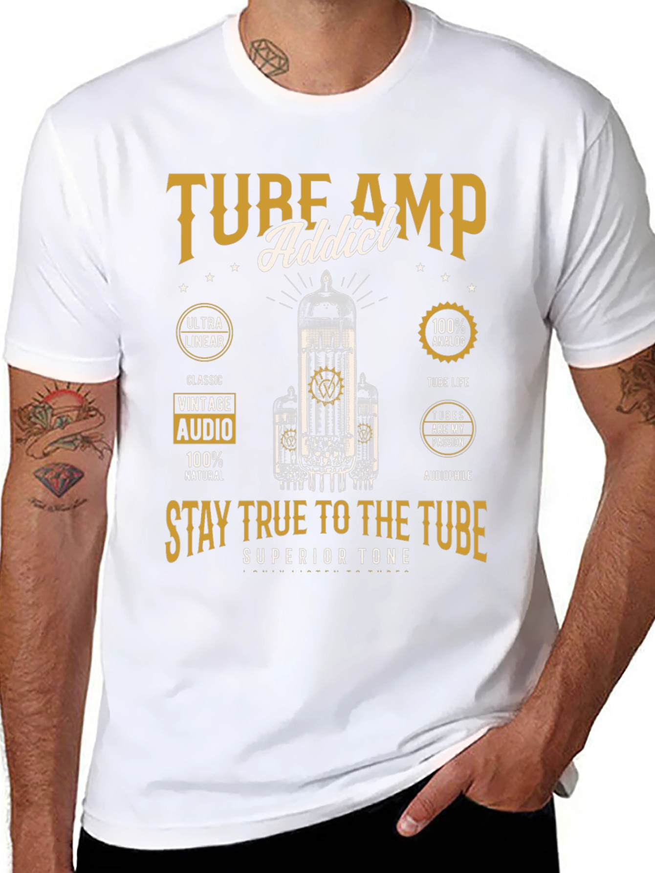 Tube Amp Addict Graphic T-Shirt for Audiophiles