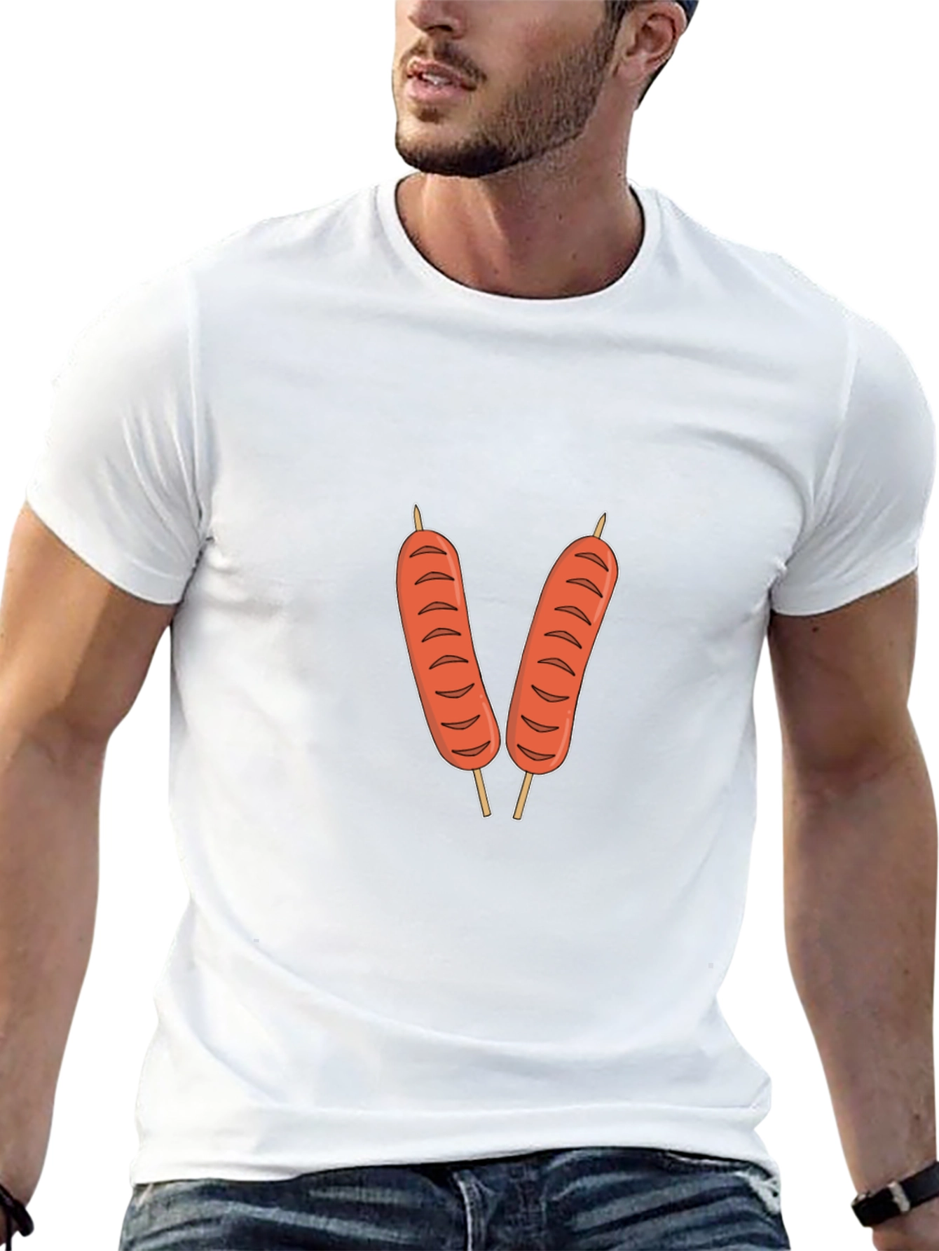 Funny Sausage Skewer Graphic Tee - Black