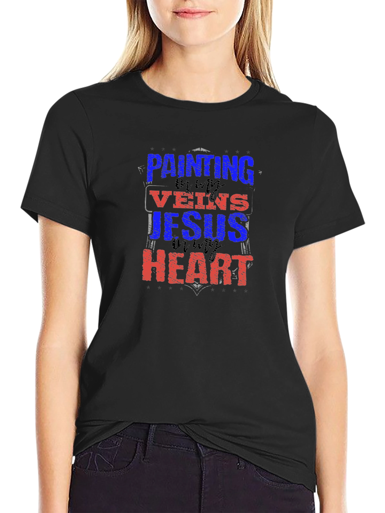 Painting Jesus in My Heart Graphic Tee - Black