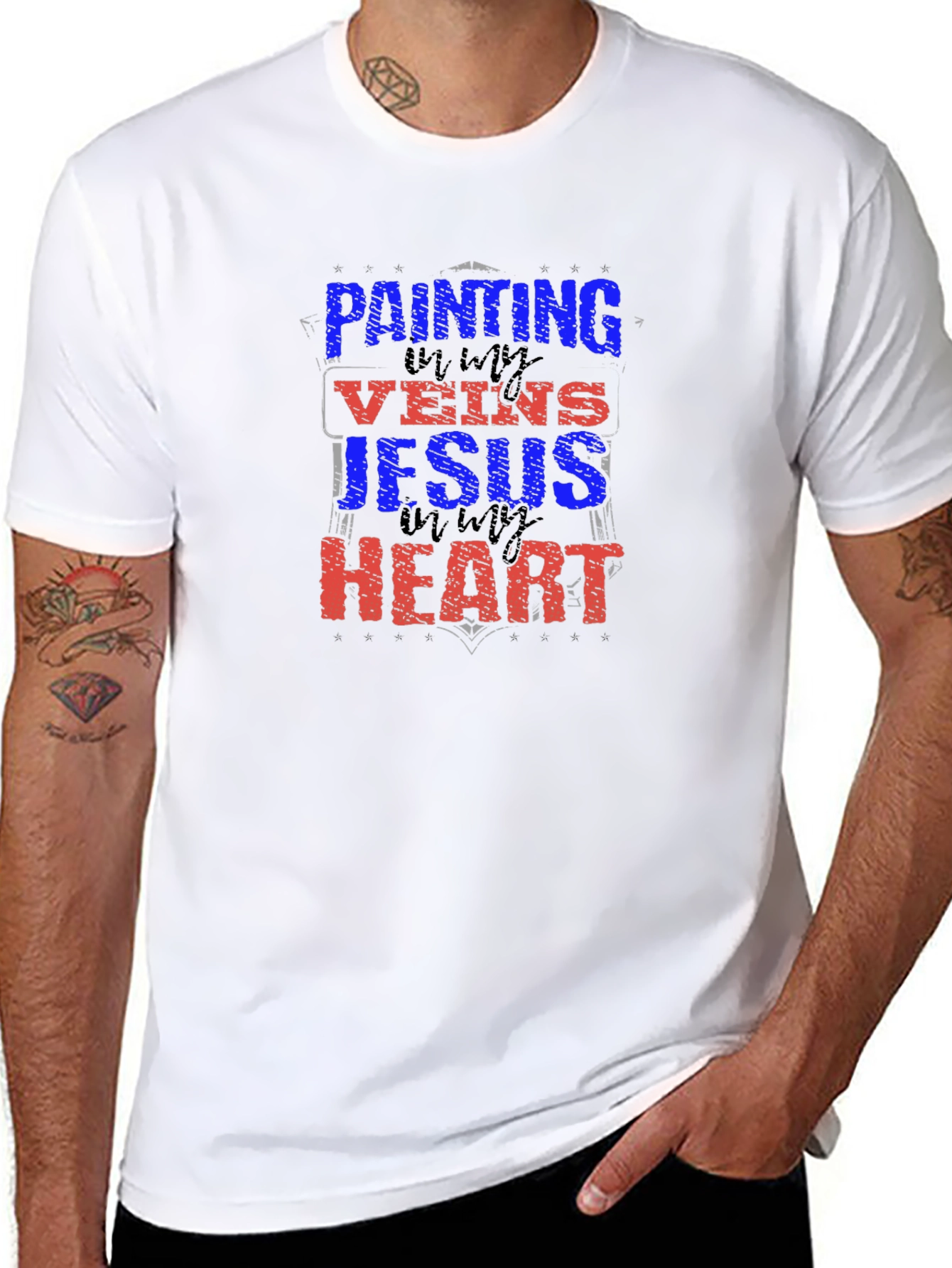 Painting Jesus in My Heart Graphic Tee - Black