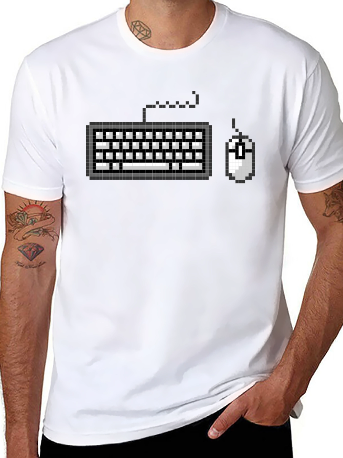 Pixel Keyboard Mouse Gamer Black T-Shirt