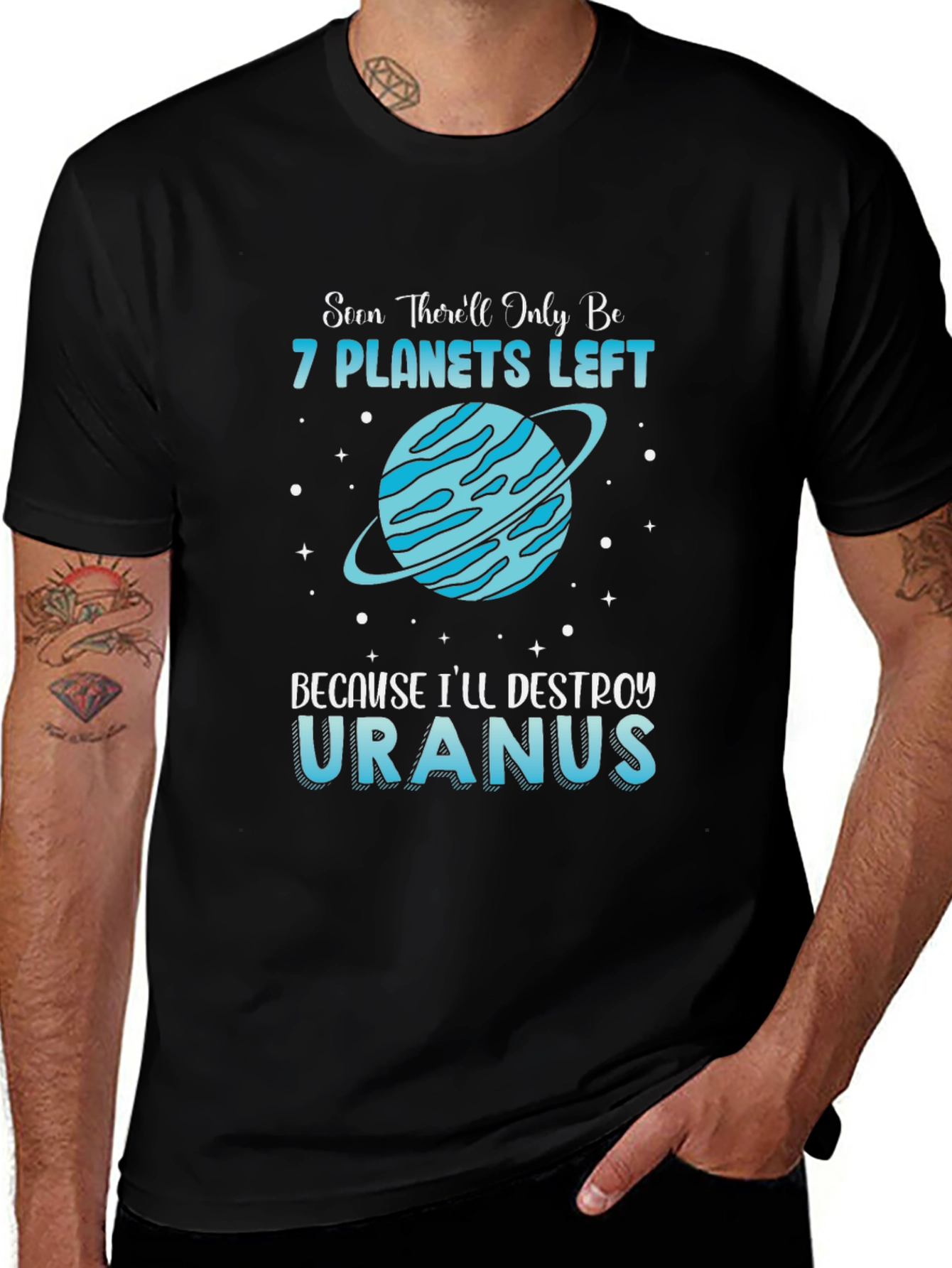Funny 7 Planets Left Destroy Uranus T-Shirt