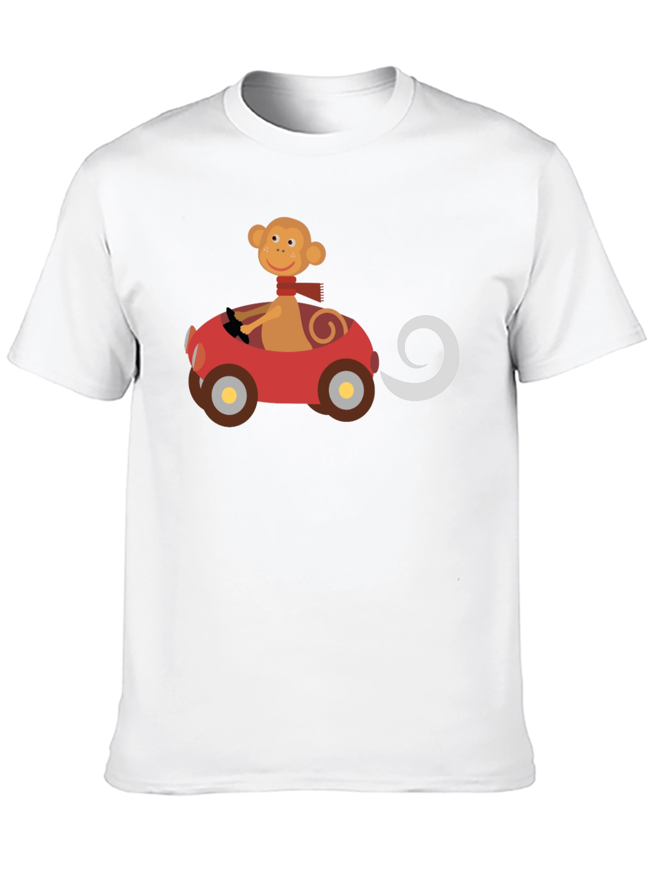 Monkey Driving Car Graphic Black T-Shirt