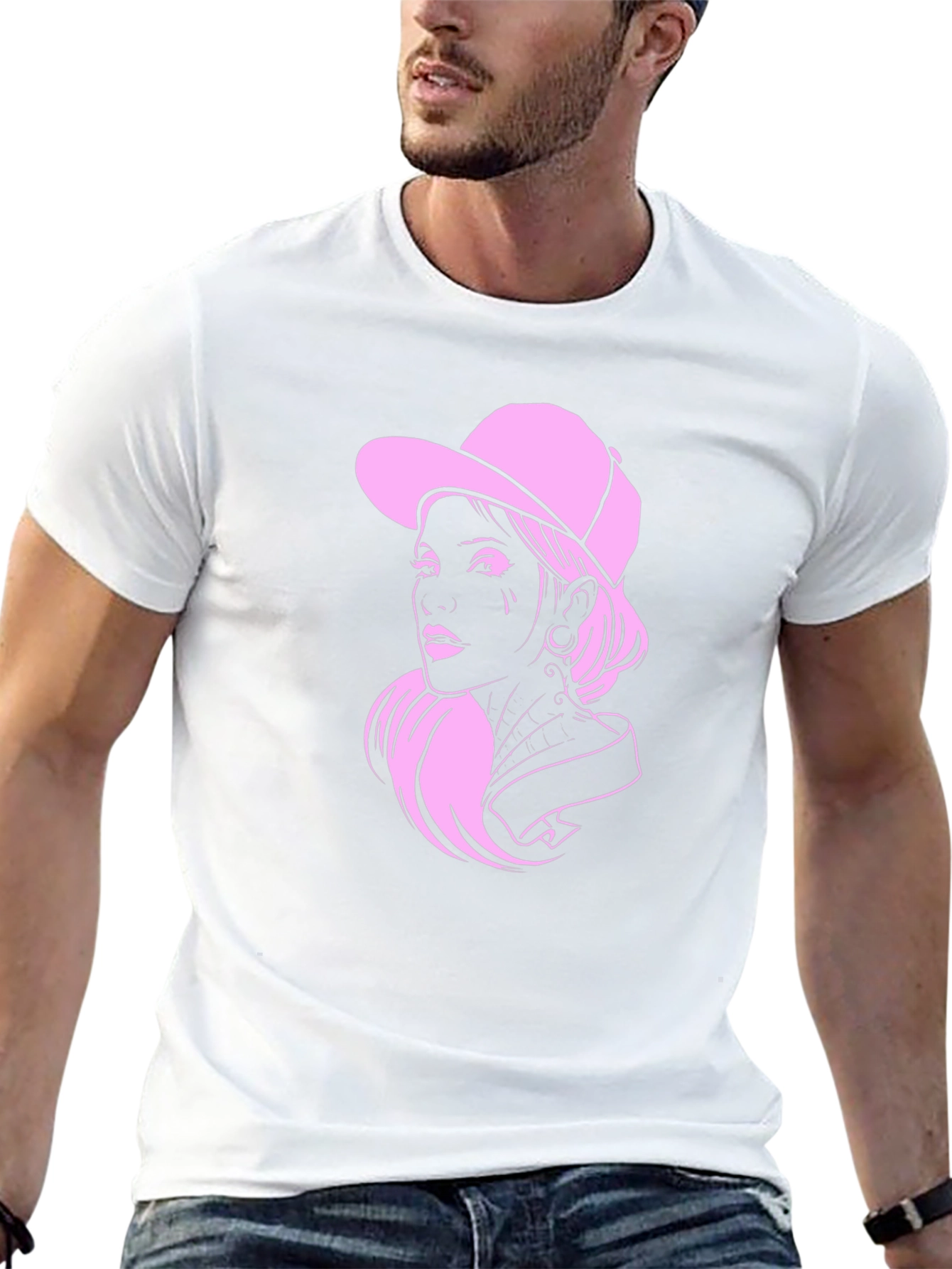 Cool Pink Lady Graphic Black T-Shirt