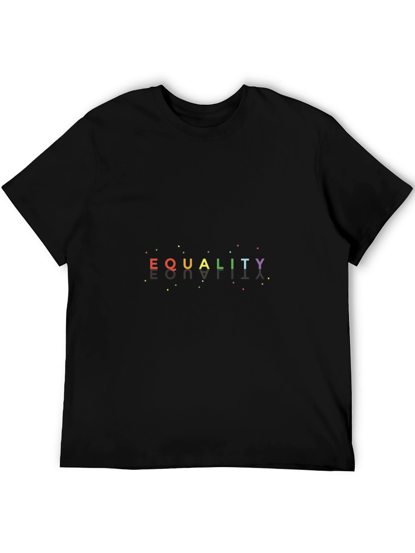 Equality Rainbow Graphic Tee - Black Cotton Shirt