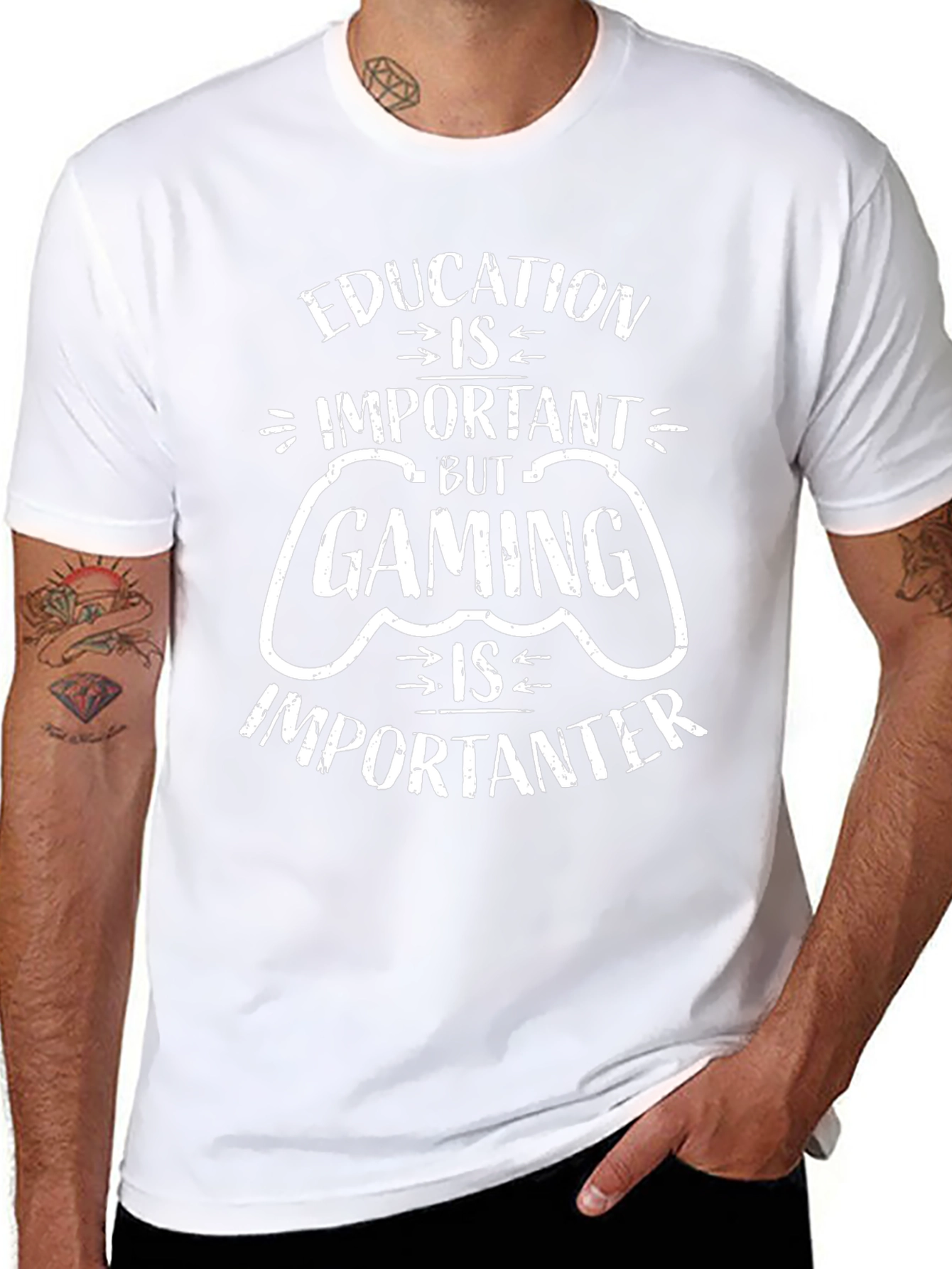 Funny Gamer T-Shirt - Education vs. Gaming