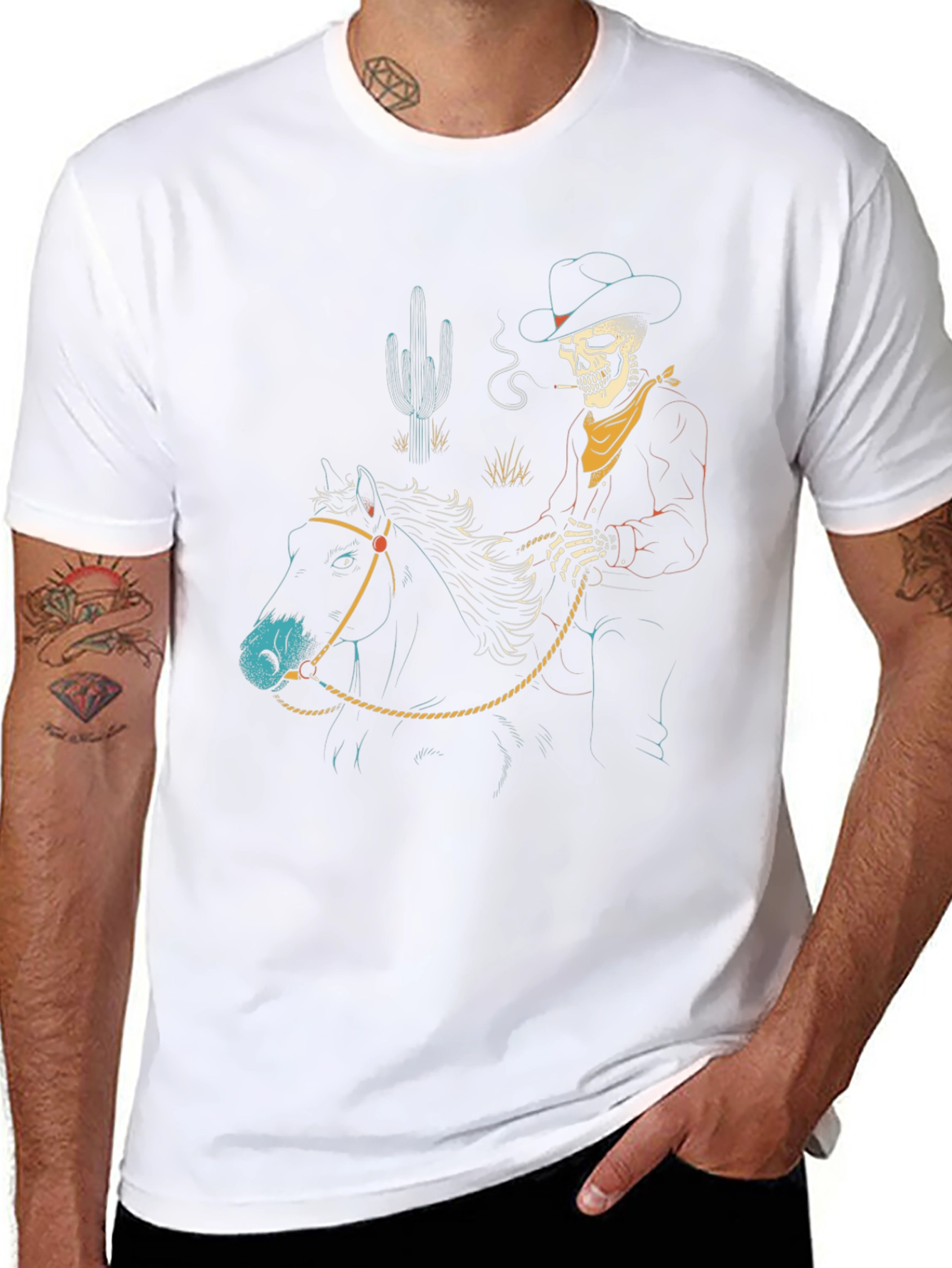 Skeleton Cowboy Riding Horse T-Shirt