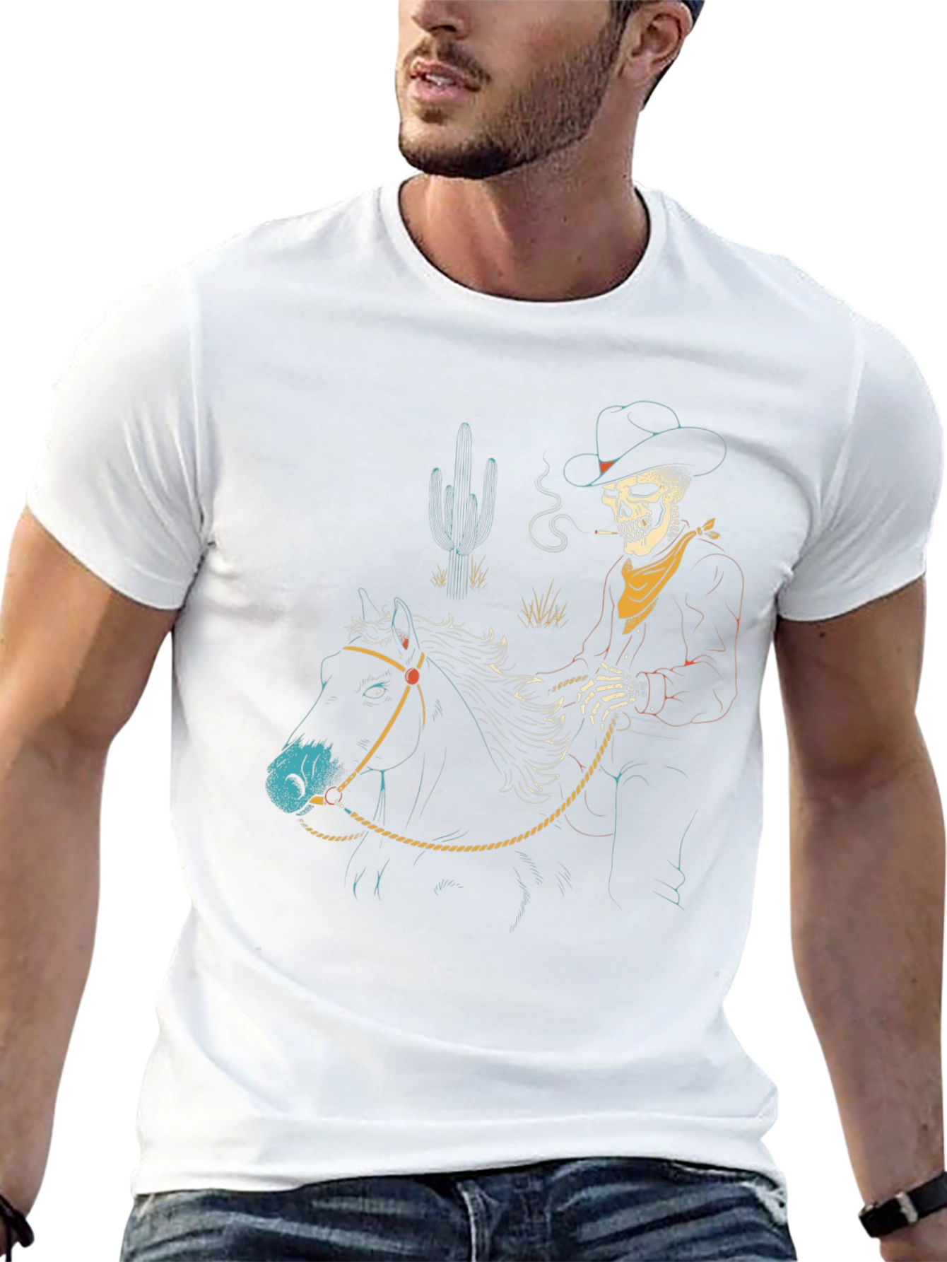 Skeleton Cowboy Riding Horse T-Shirt