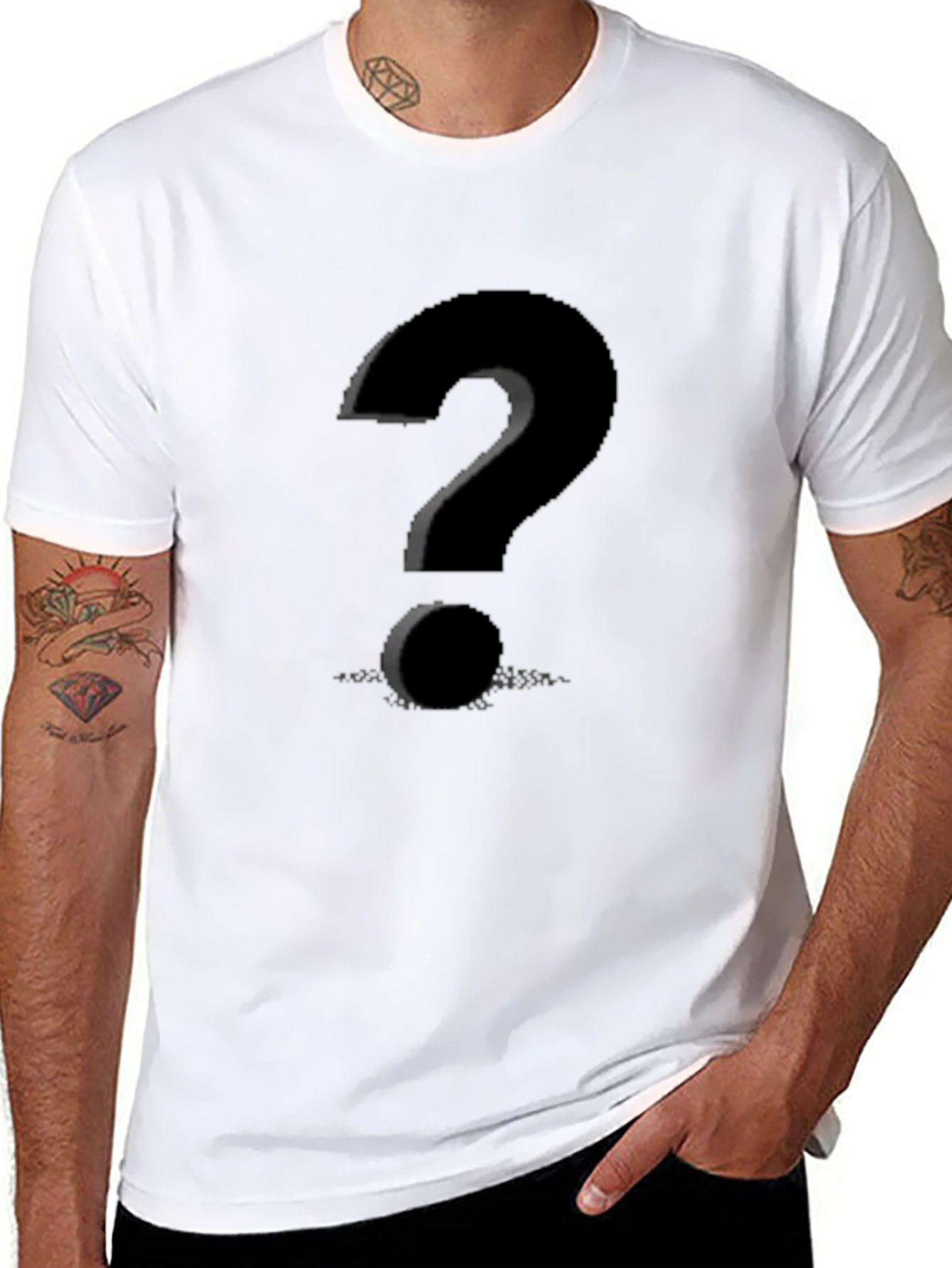 Mystery Black T-Shirt with Question Mark Graphic