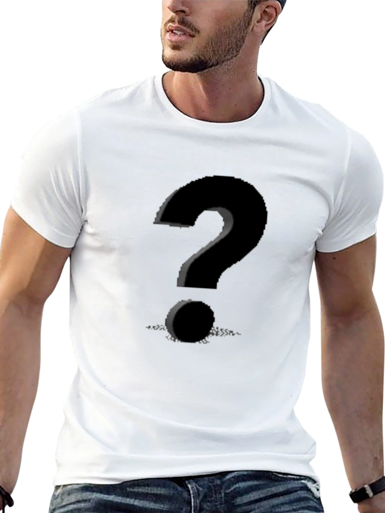 Mystery Black T-Shirt with Question Mark Graphic