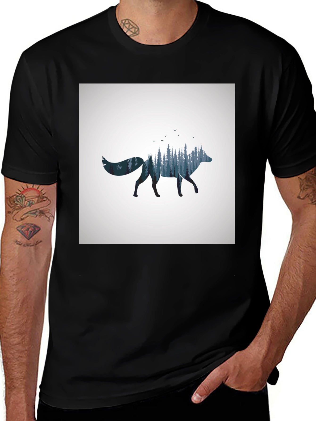 Nature Fox Graphic Tee - Black T-Shirt